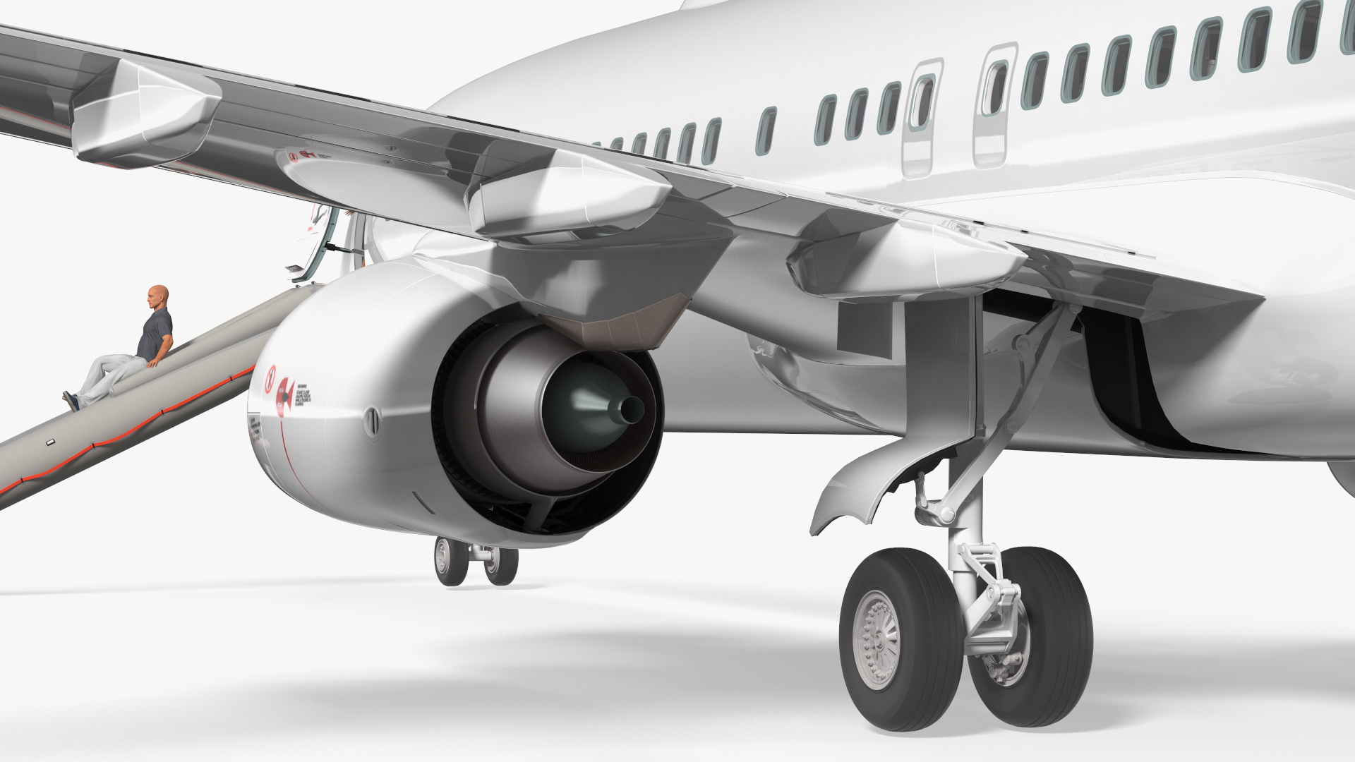 Airplane Evacuating People Rigged for Maya 3D