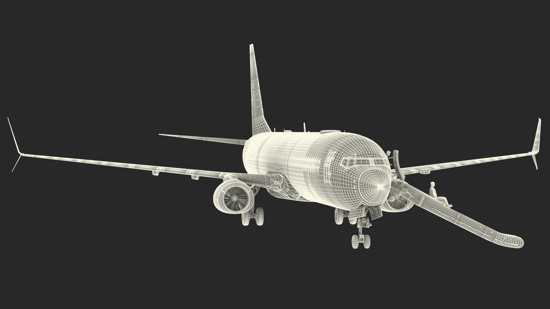 Airplane Evacuating People Rigged for Maya 3D