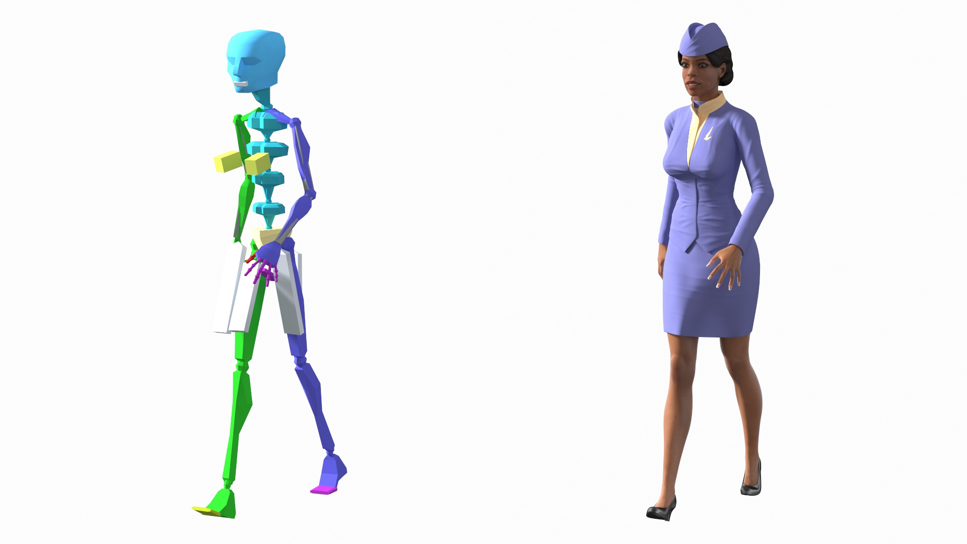 Airplane Evacuating People Rigged for Maya 3D