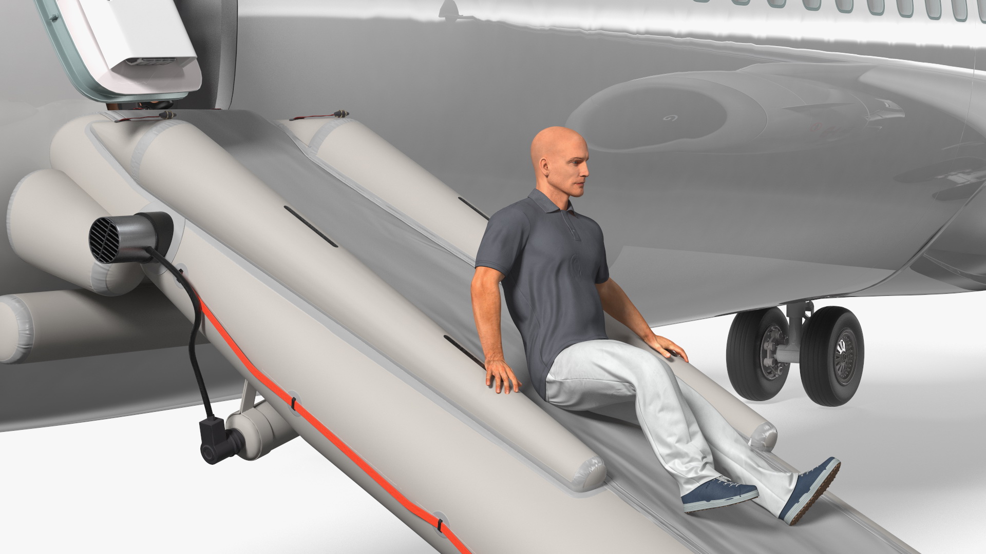 Airplane Evacuating People Rigged for Maya 3D
