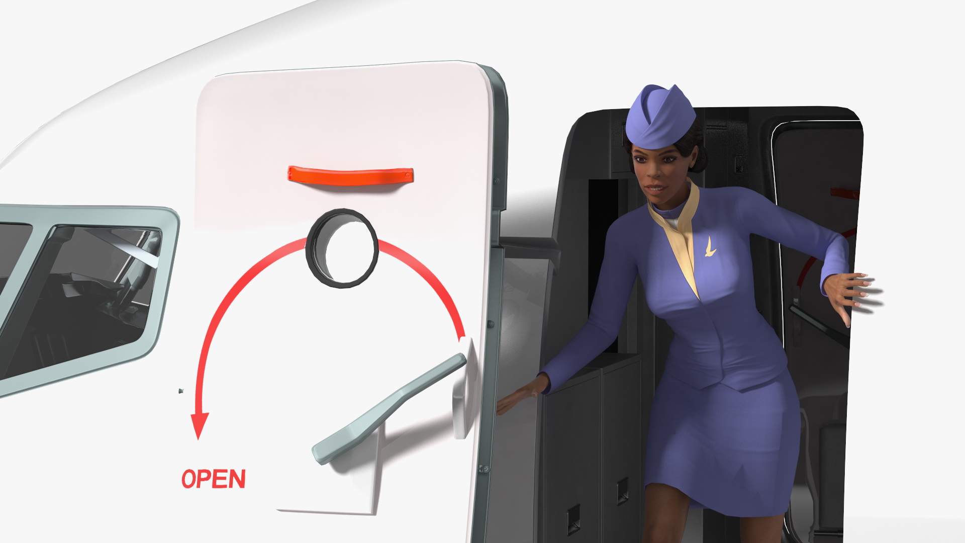 Airplane Evacuating People Rigged for Maya 3D