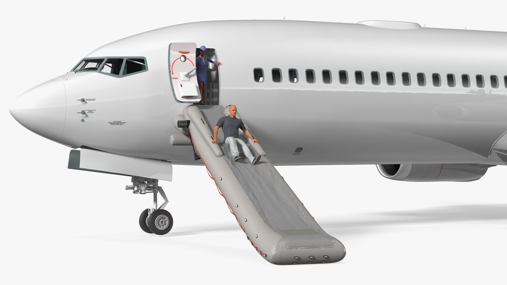 Airplane Evacuating People Rigged for Maya 3D