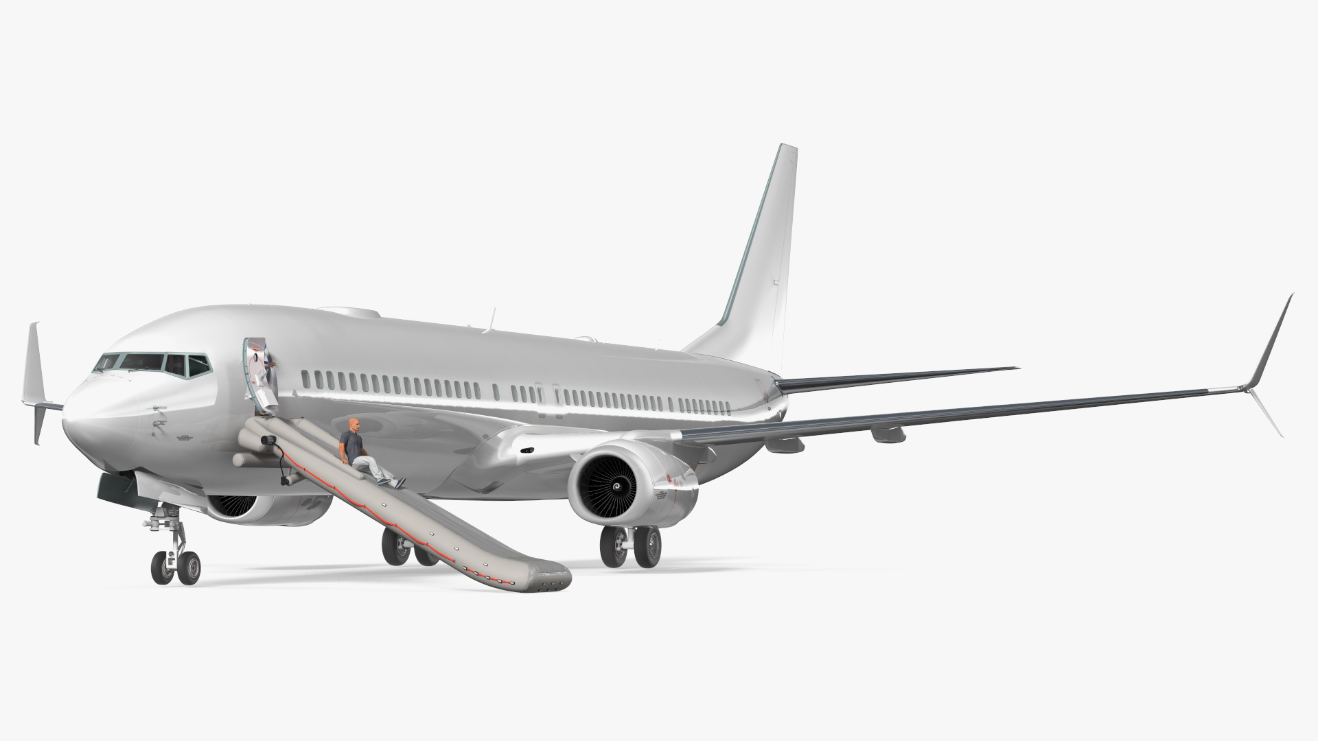 Airplane Evacuating People Rigged for Maya 3D