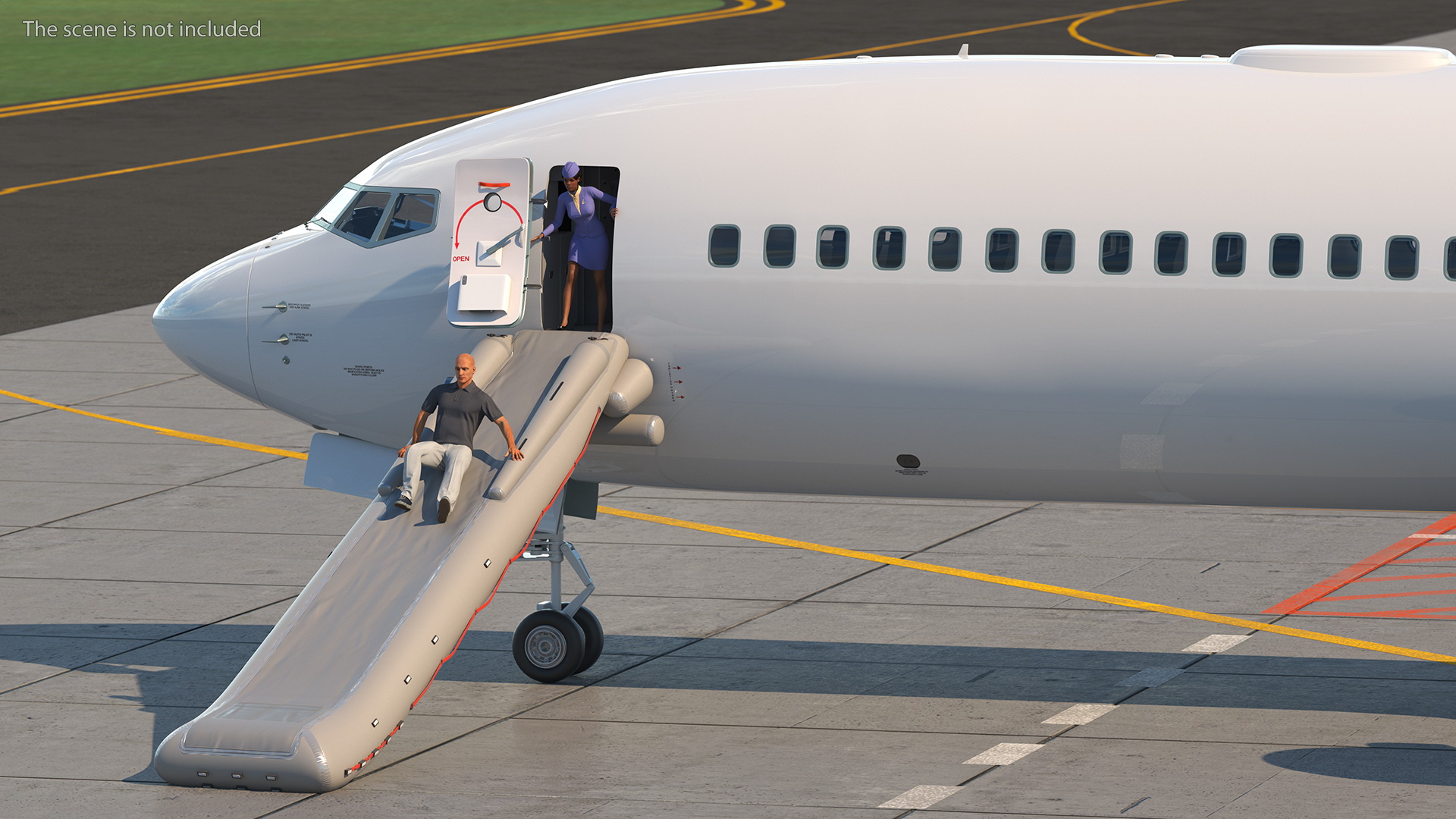 Airplane Evacuating People Rigged for Maya 3D