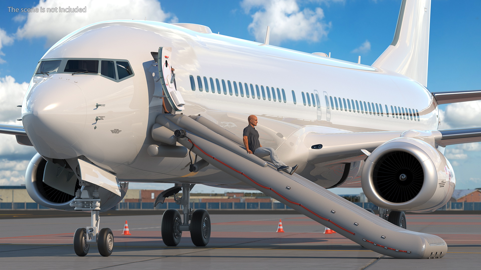 Airplane Evacuating People Rigged for Maya 3D
