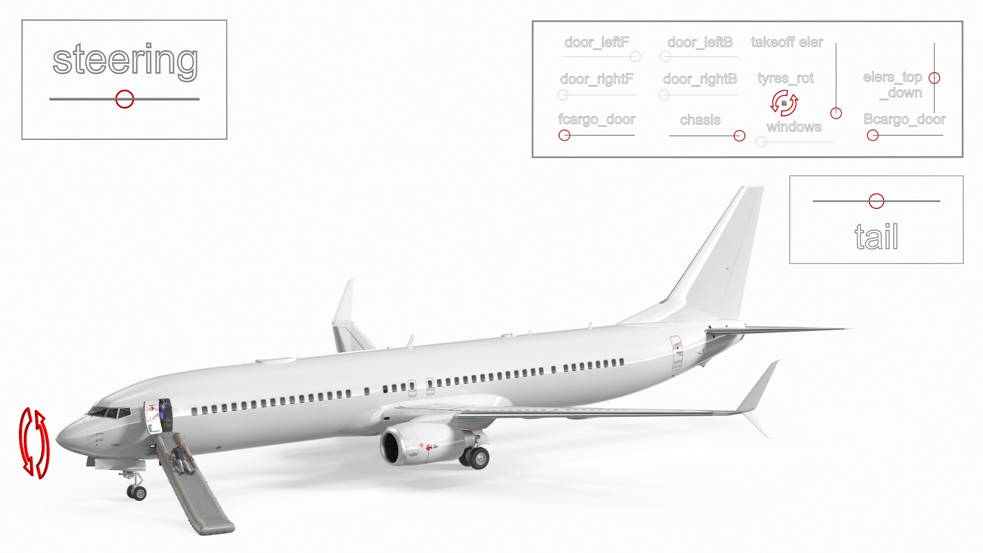 Airplane Evacuating People Rigged for Maya 3D