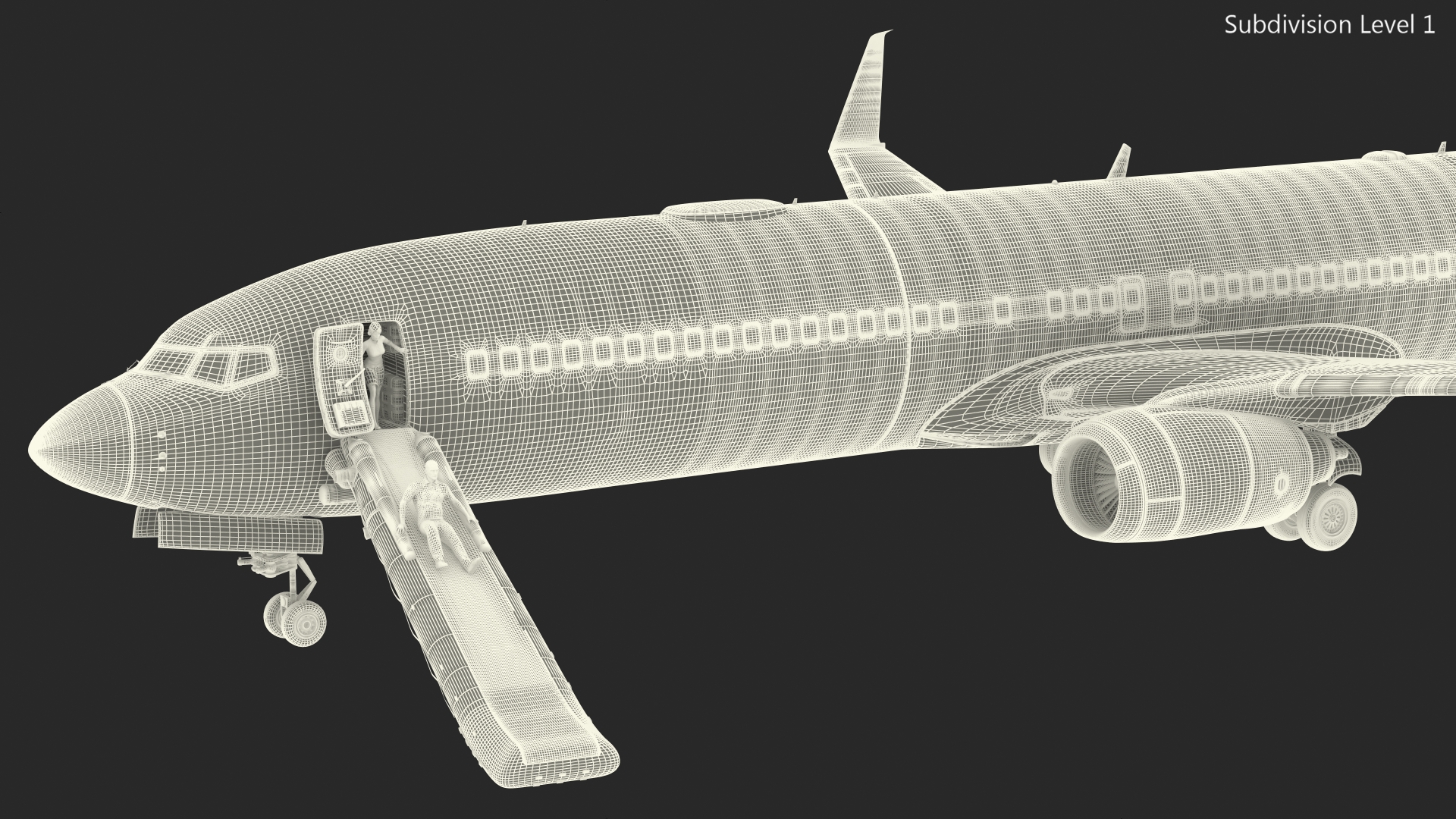 Airplane Evacuating People Rigged for Maya 3D