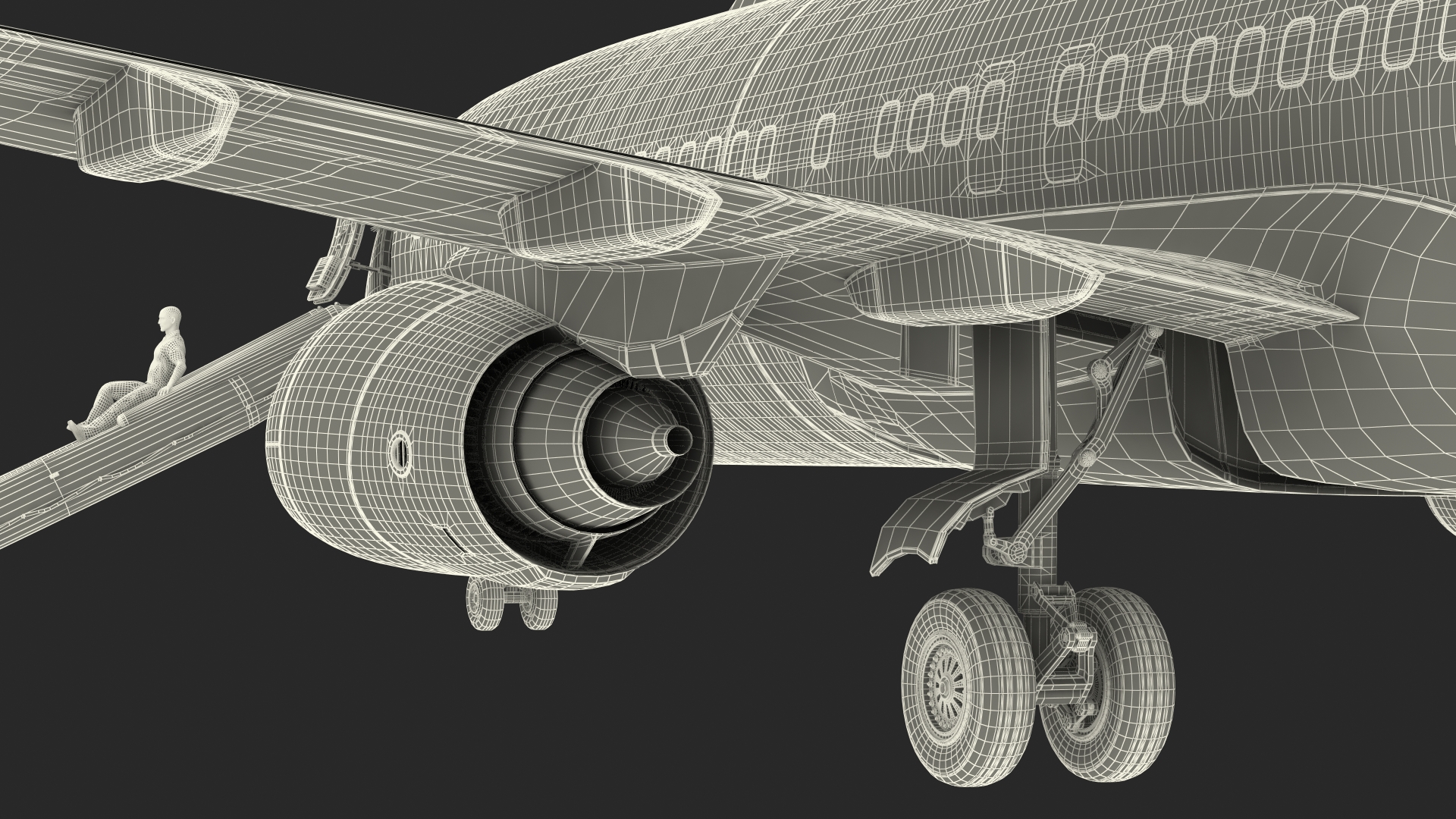 Airplane Evacuating People Rigged for Maya 3D