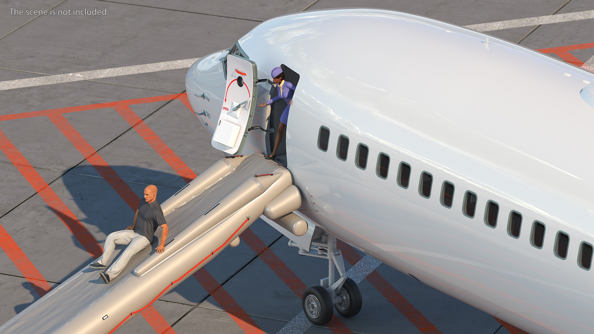 Airplane Evacuating People Rigged for Maya 3D