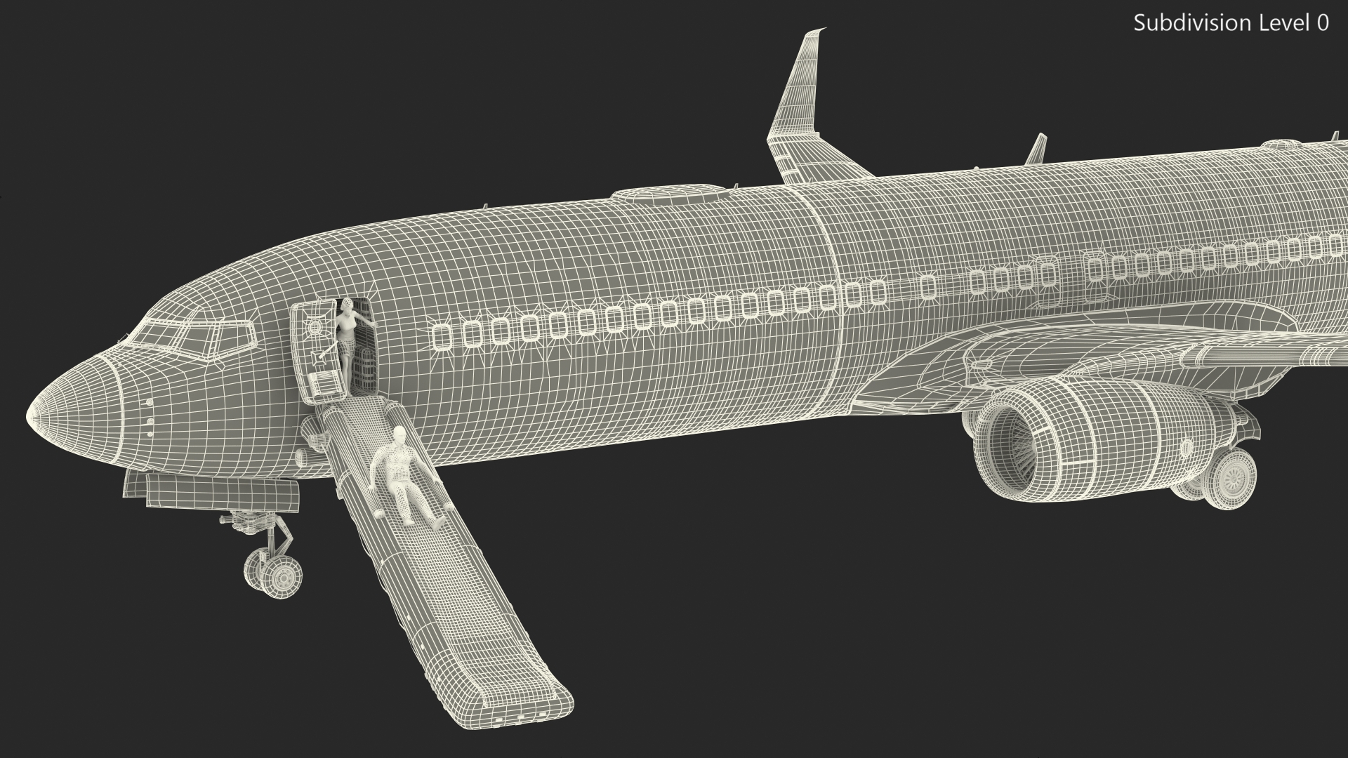 Airplane Evacuating People Rigged for Maya 3D