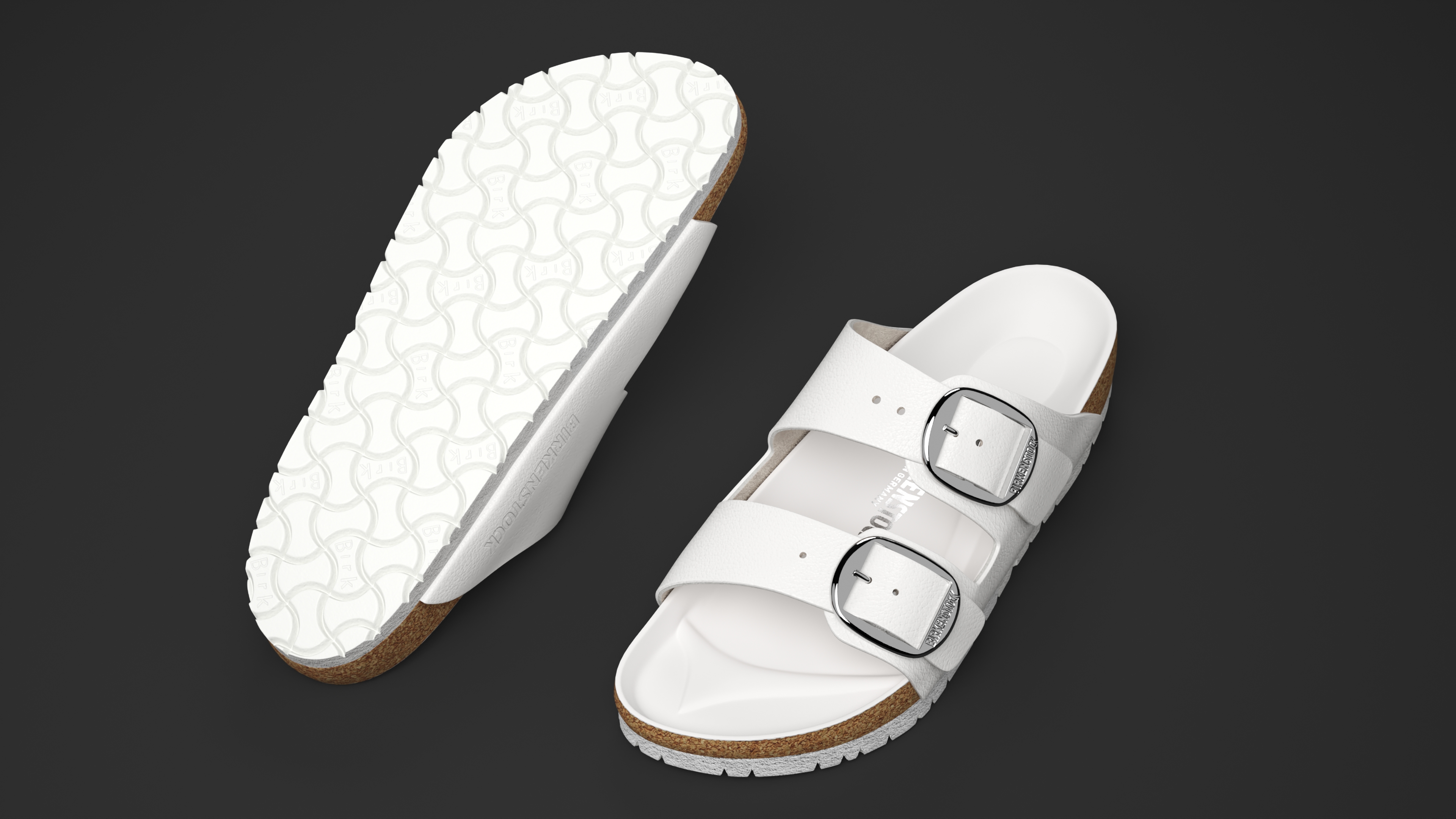 Woman Soft Footbed Sandals White 3D