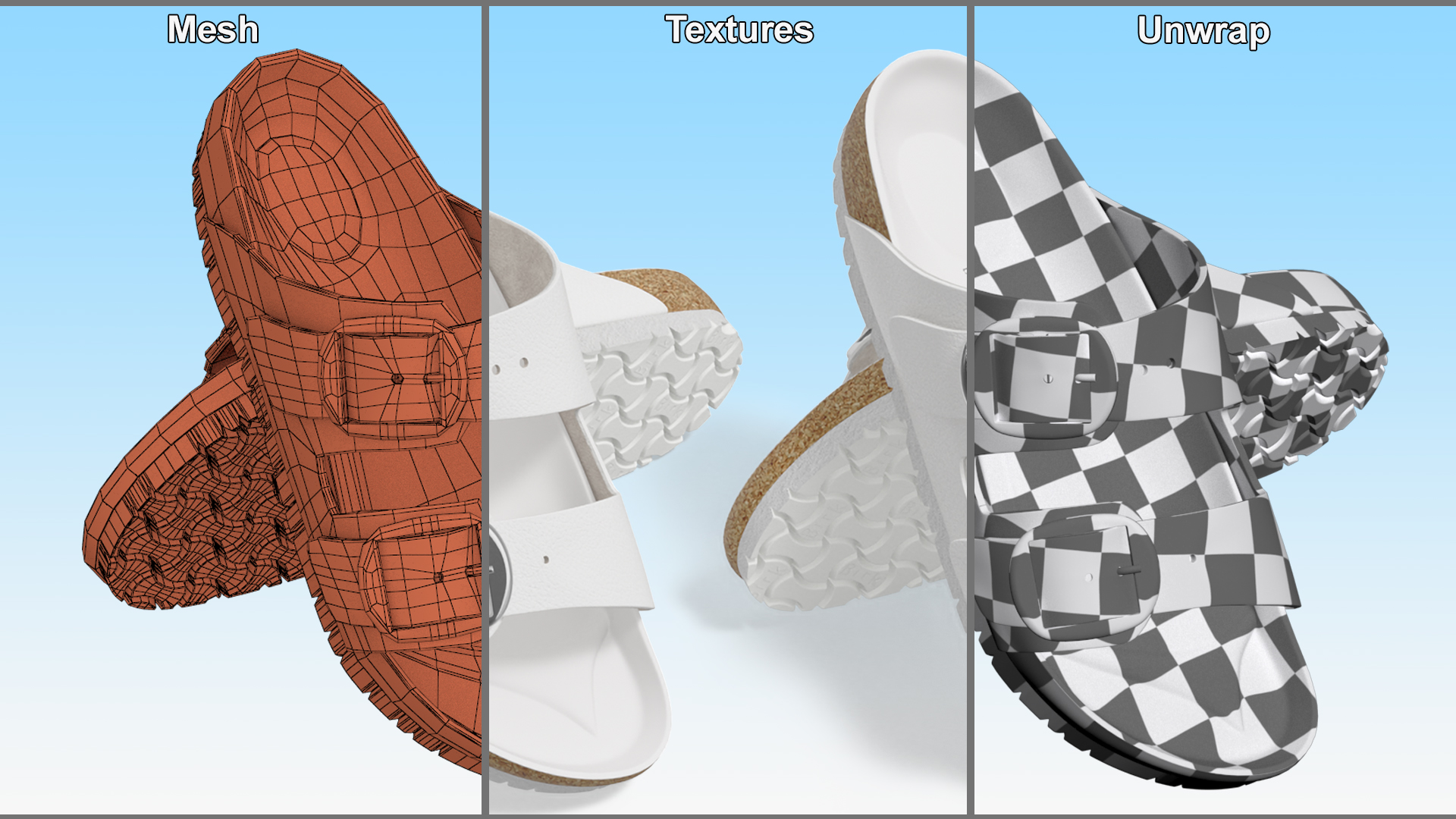 Woman Soft Footbed Sandals White 3D