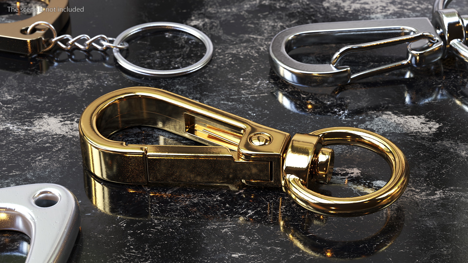 Push Gate Snap Hook Gold 3D model