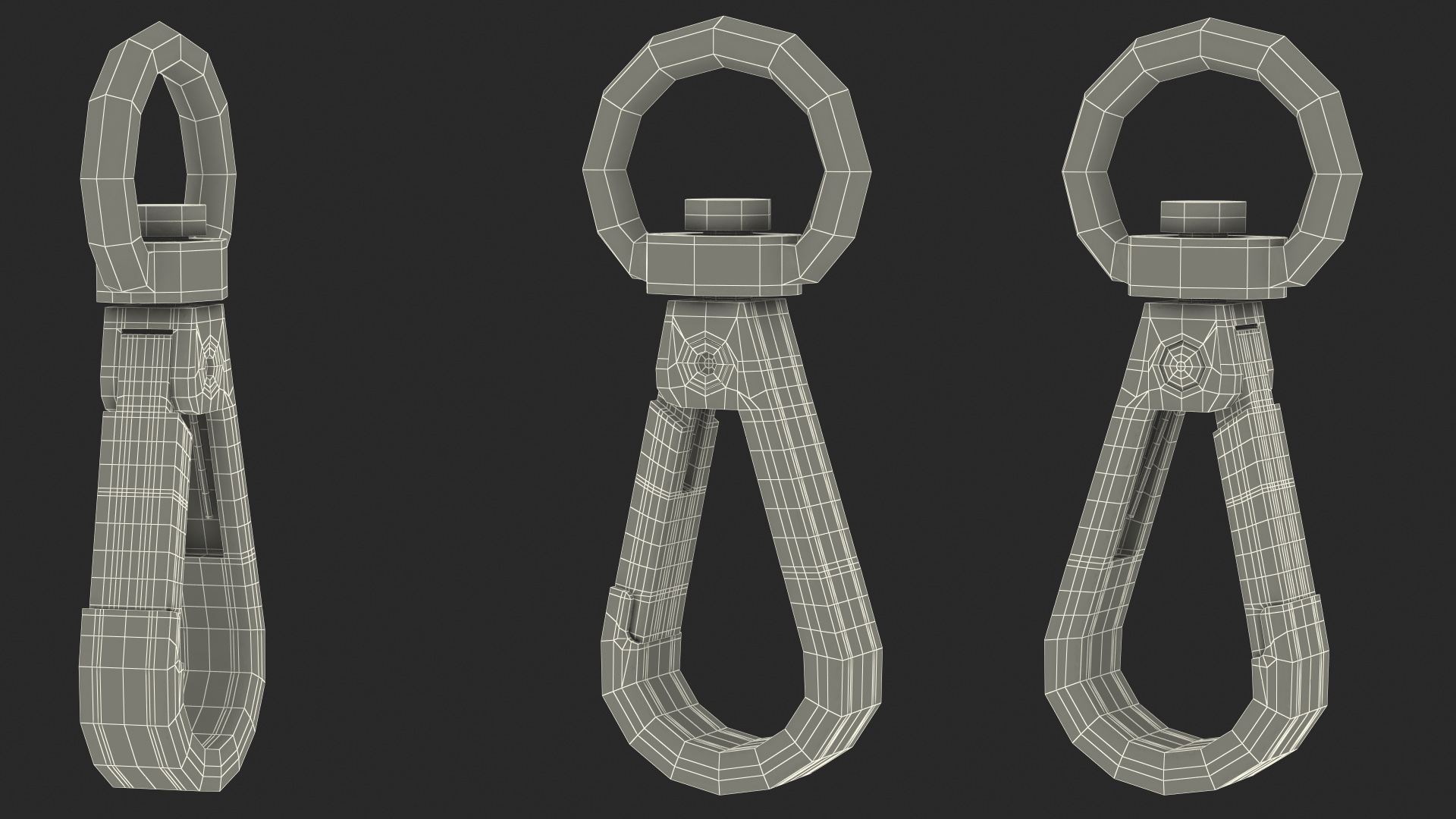 Push Gate Snap Hook Gold 3D model