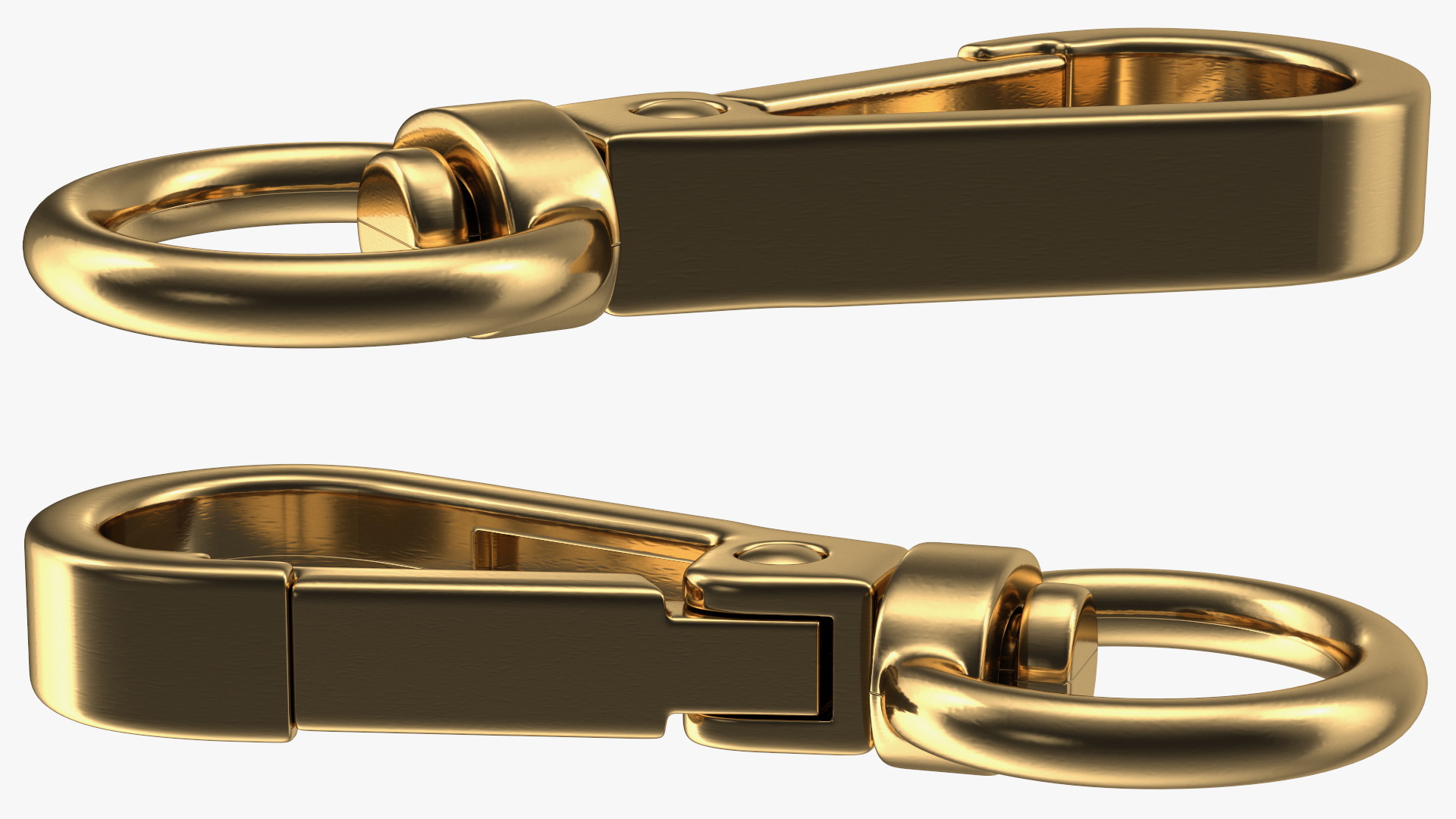 Push Gate Snap Hook Gold 3D model