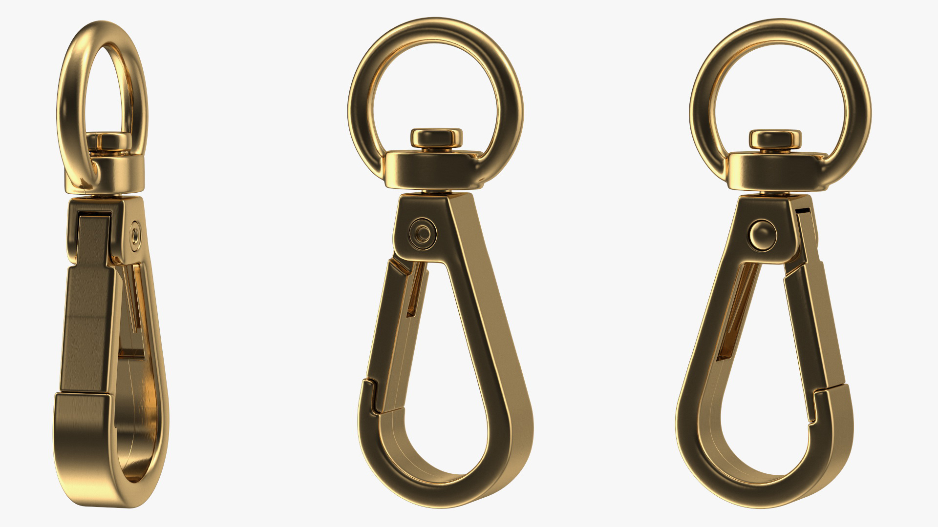 Push Gate Snap Hook Gold 3D model
