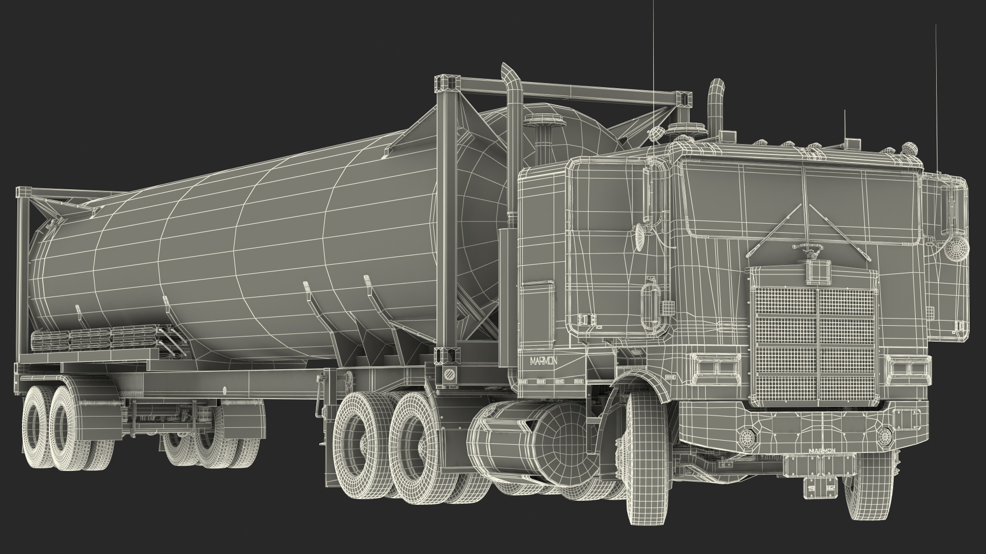 3D model Marmon Truck with LNG Semi Trailer Gas Tank Rigged