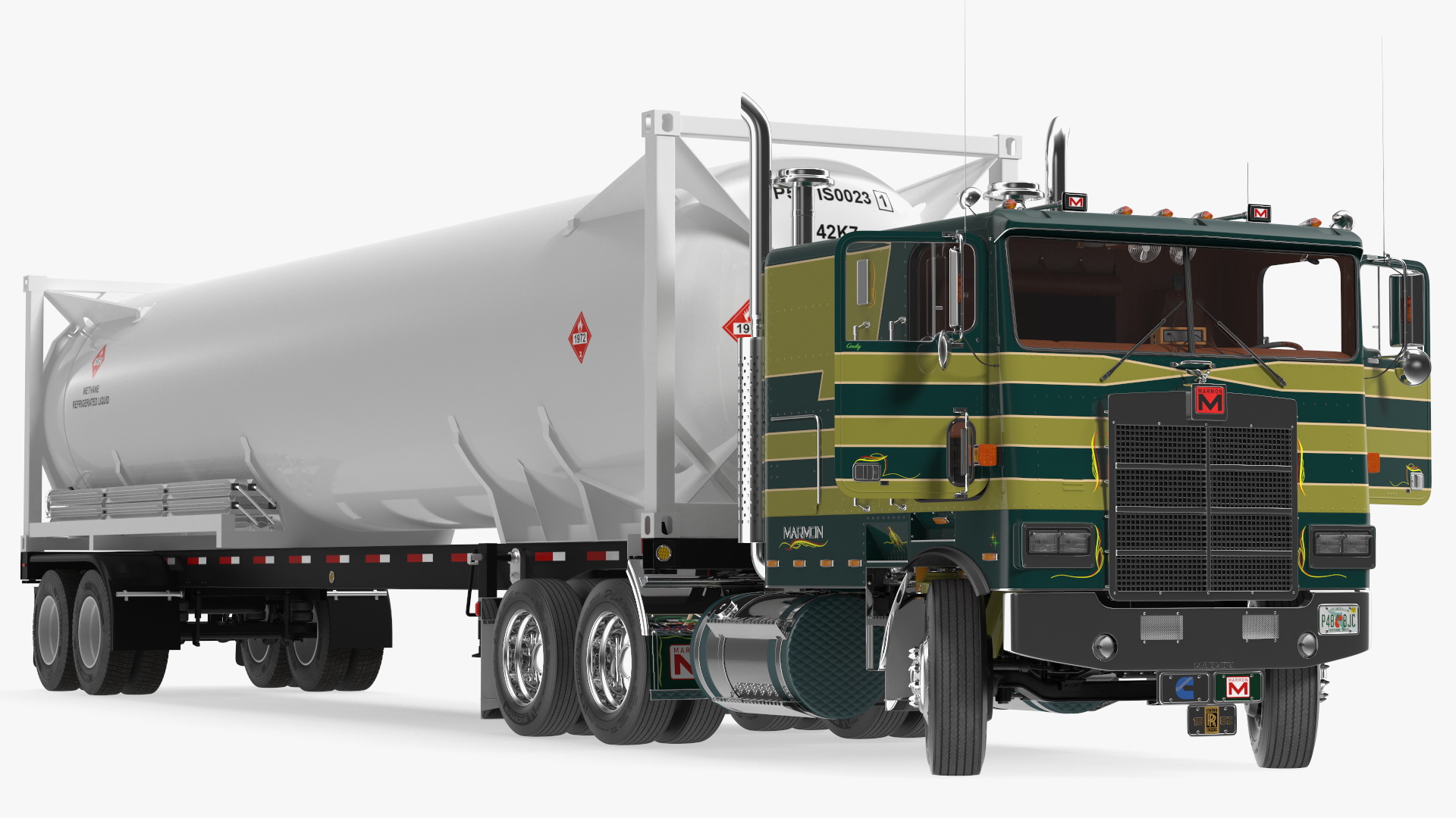 3D model Marmon Truck with LNG Semi Trailer Gas Tank Rigged