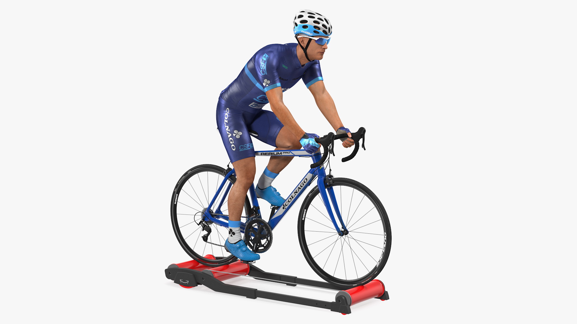 3D model Athlete Cyclist Riding Roller Platform Rigged
