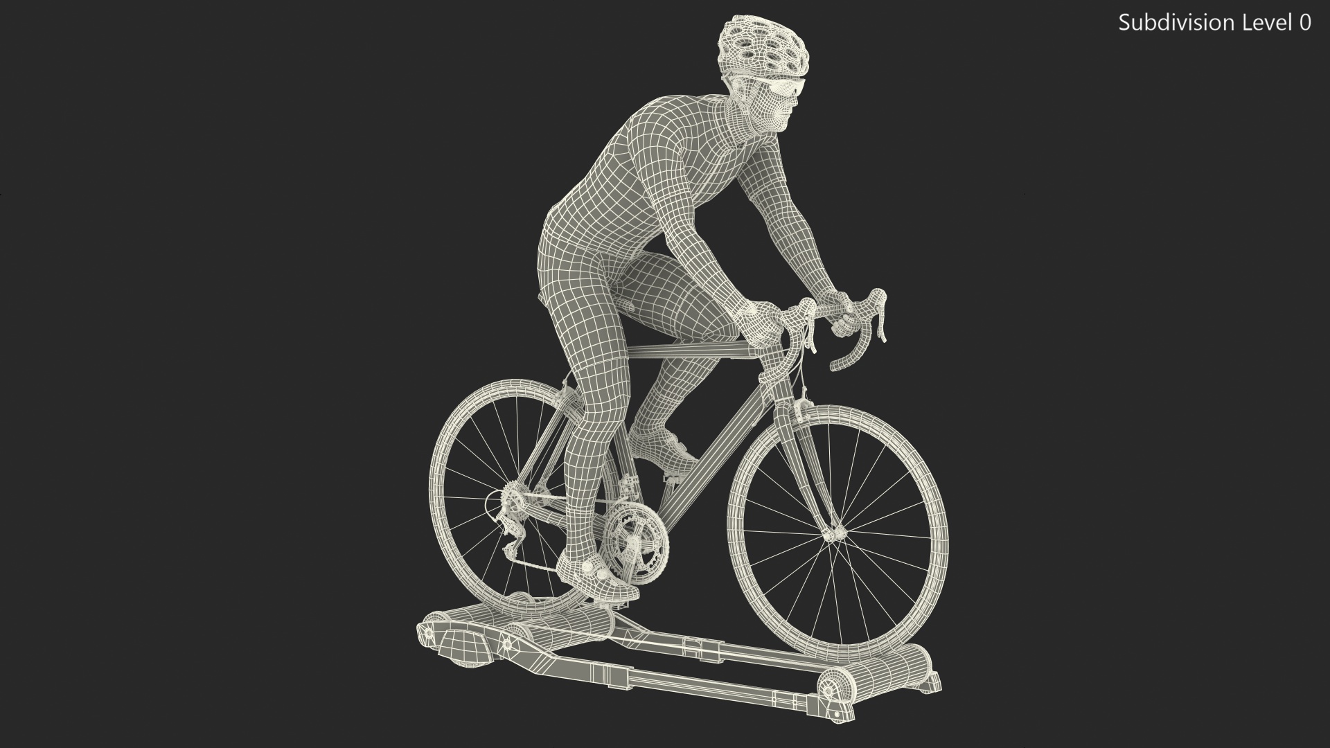 3D model Athlete Cyclist Riding Roller Platform Rigged