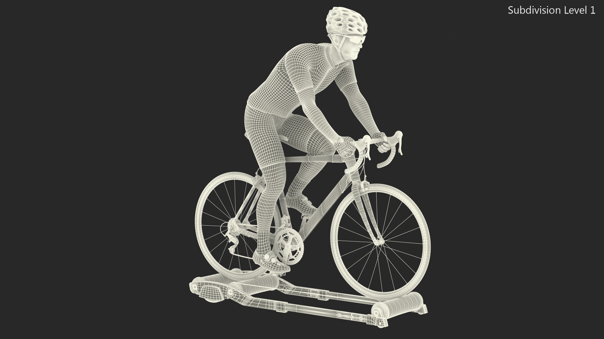 3D model Athlete Cyclist Riding Roller Platform Rigged