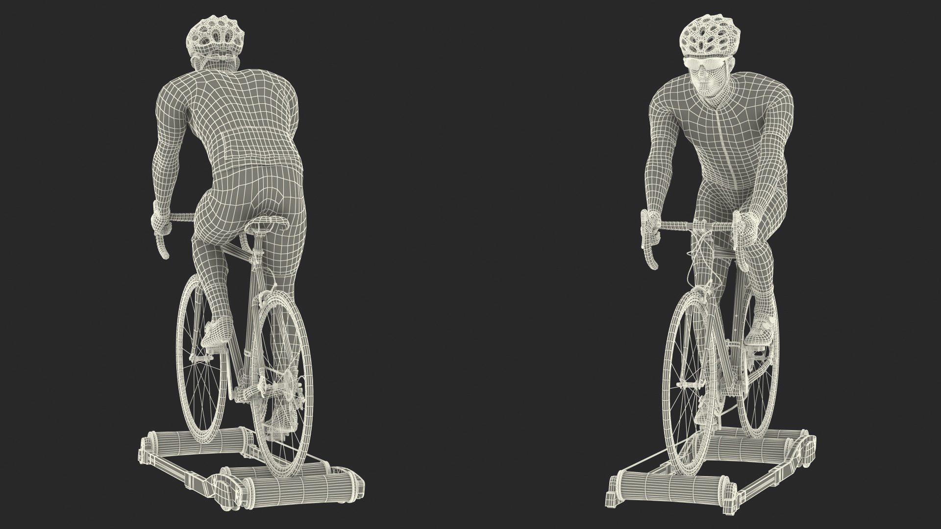 3D model Athlete Cyclist Riding Roller Platform Rigged