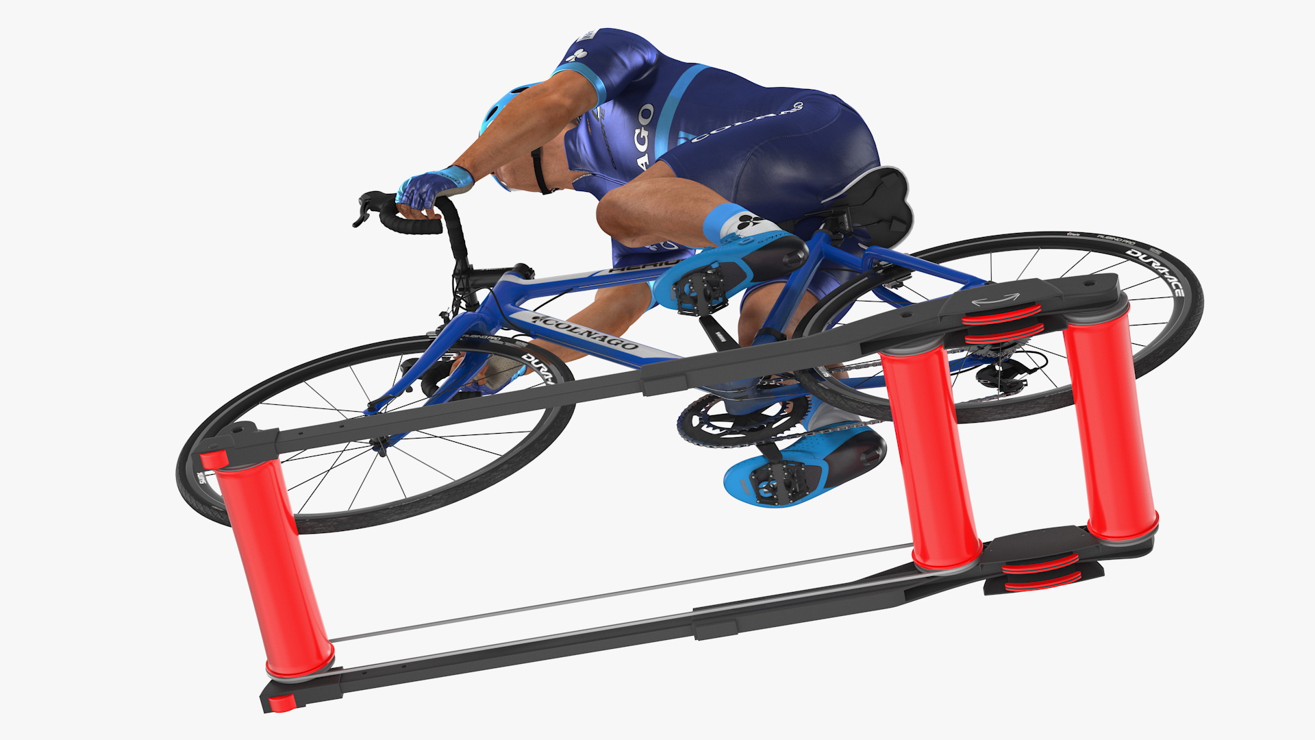 3D model Athlete Cyclist Riding Roller Platform Rigged