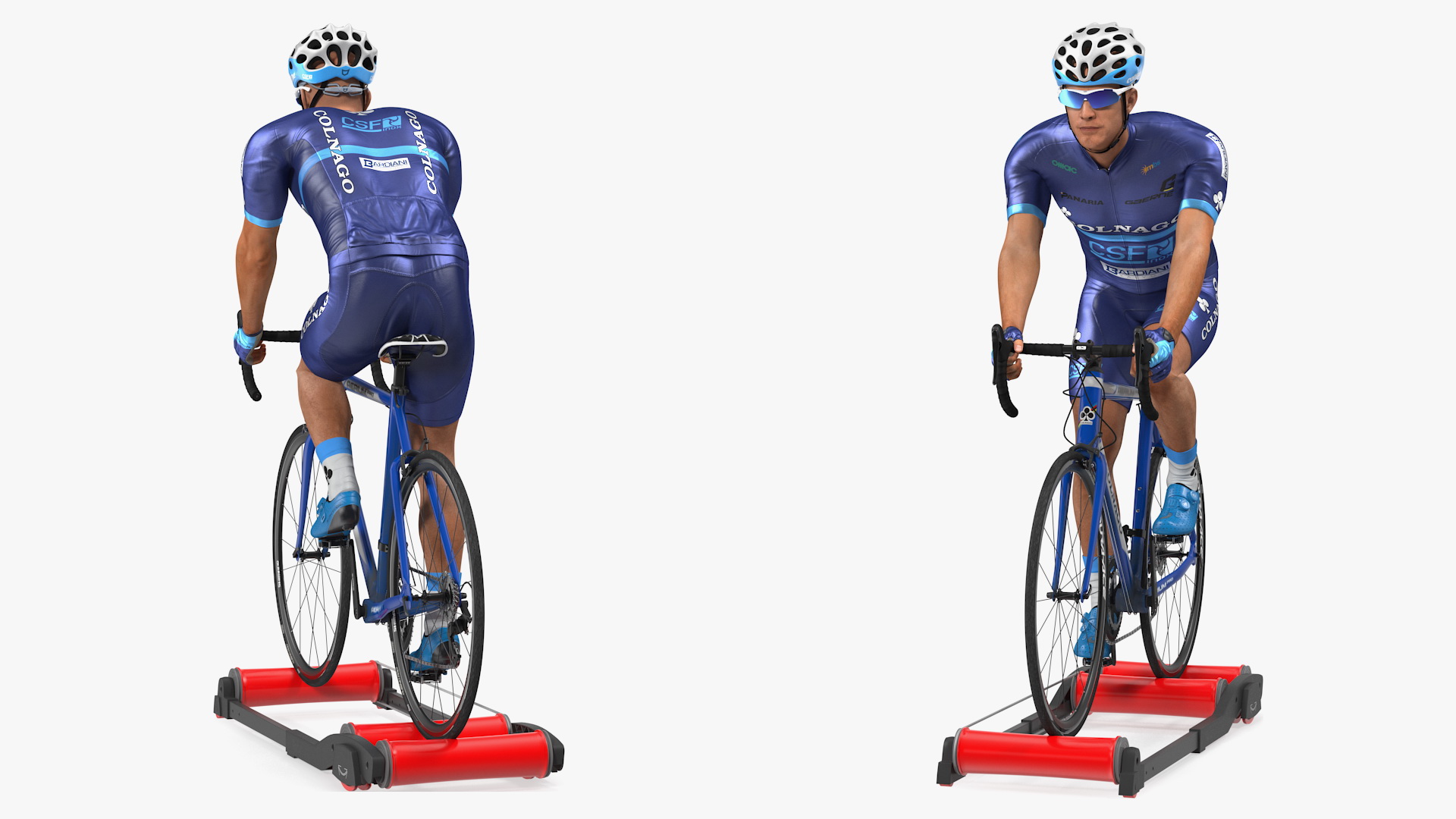 3D model Athlete Cyclist Riding Roller Platform Rigged