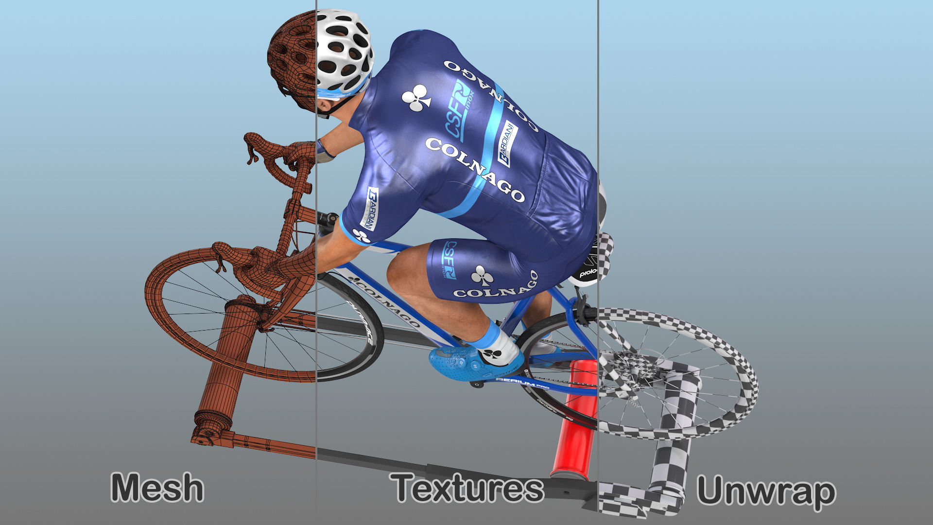 3D model Athlete Cyclist Riding Roller Platform Rigged