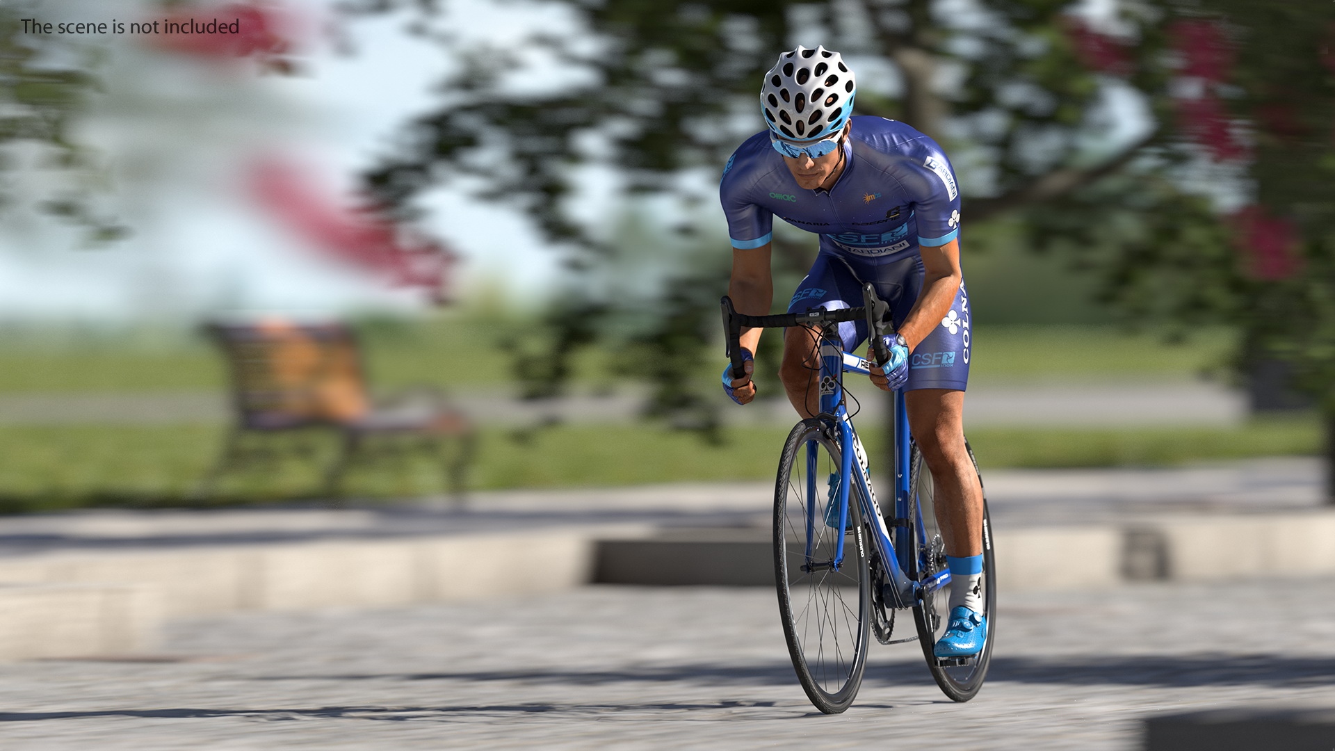 3D model Athlete Cyclist Riding Roller Platform Rigged