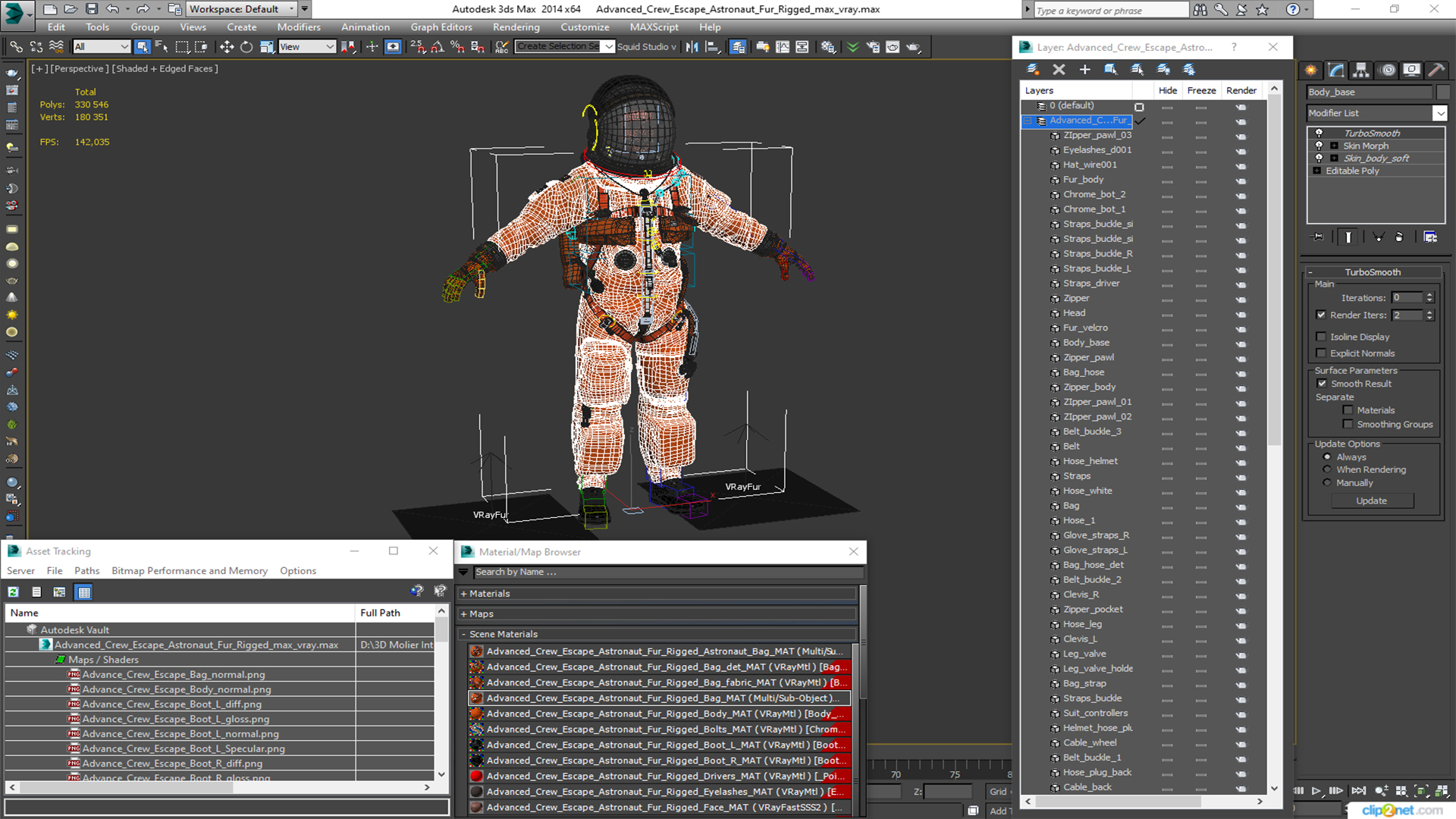 3D Advanced Crew Escape Astronaut Fur Rigged