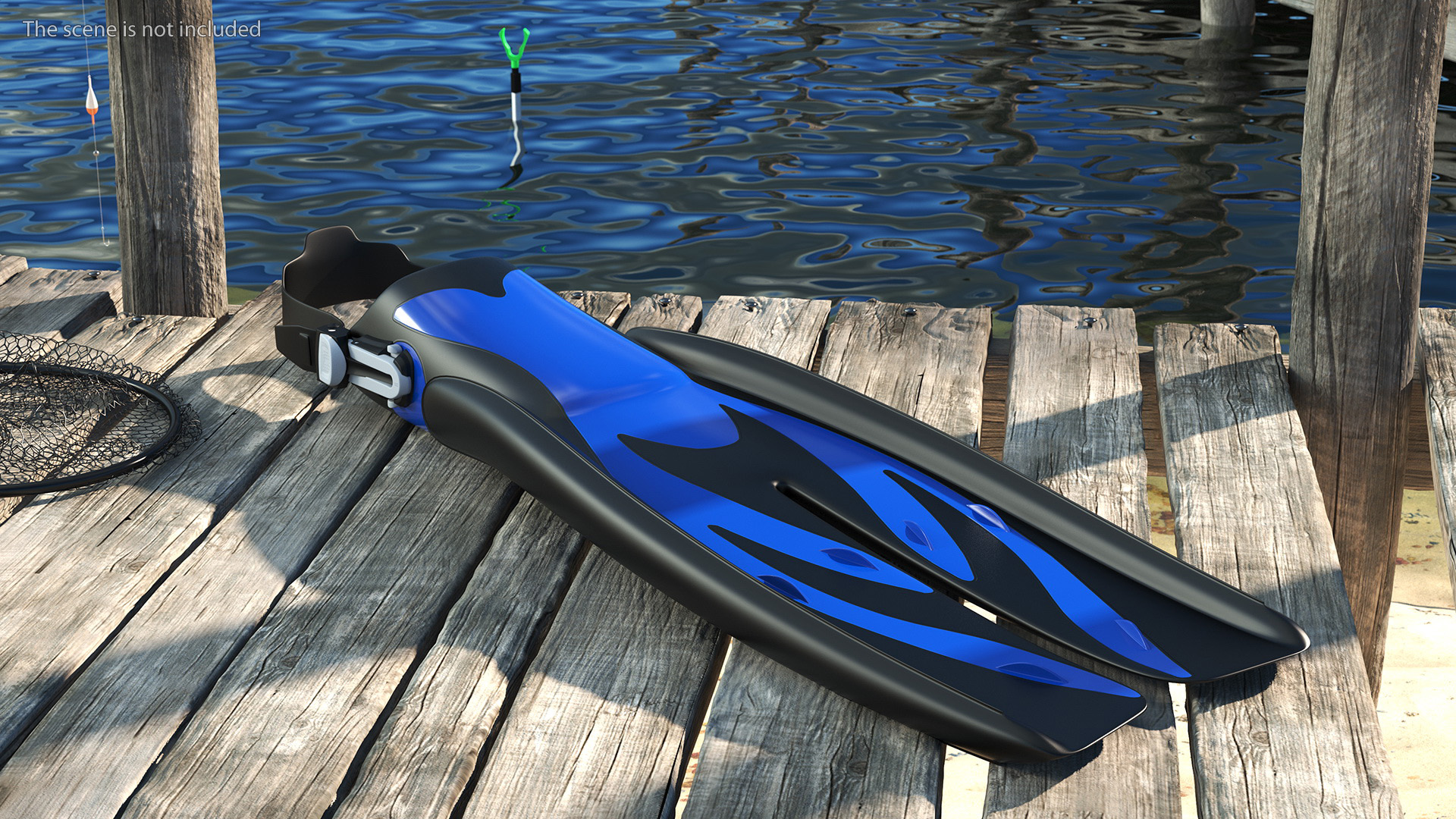 3D Twin Jet Open Heel Split Fin Blue model