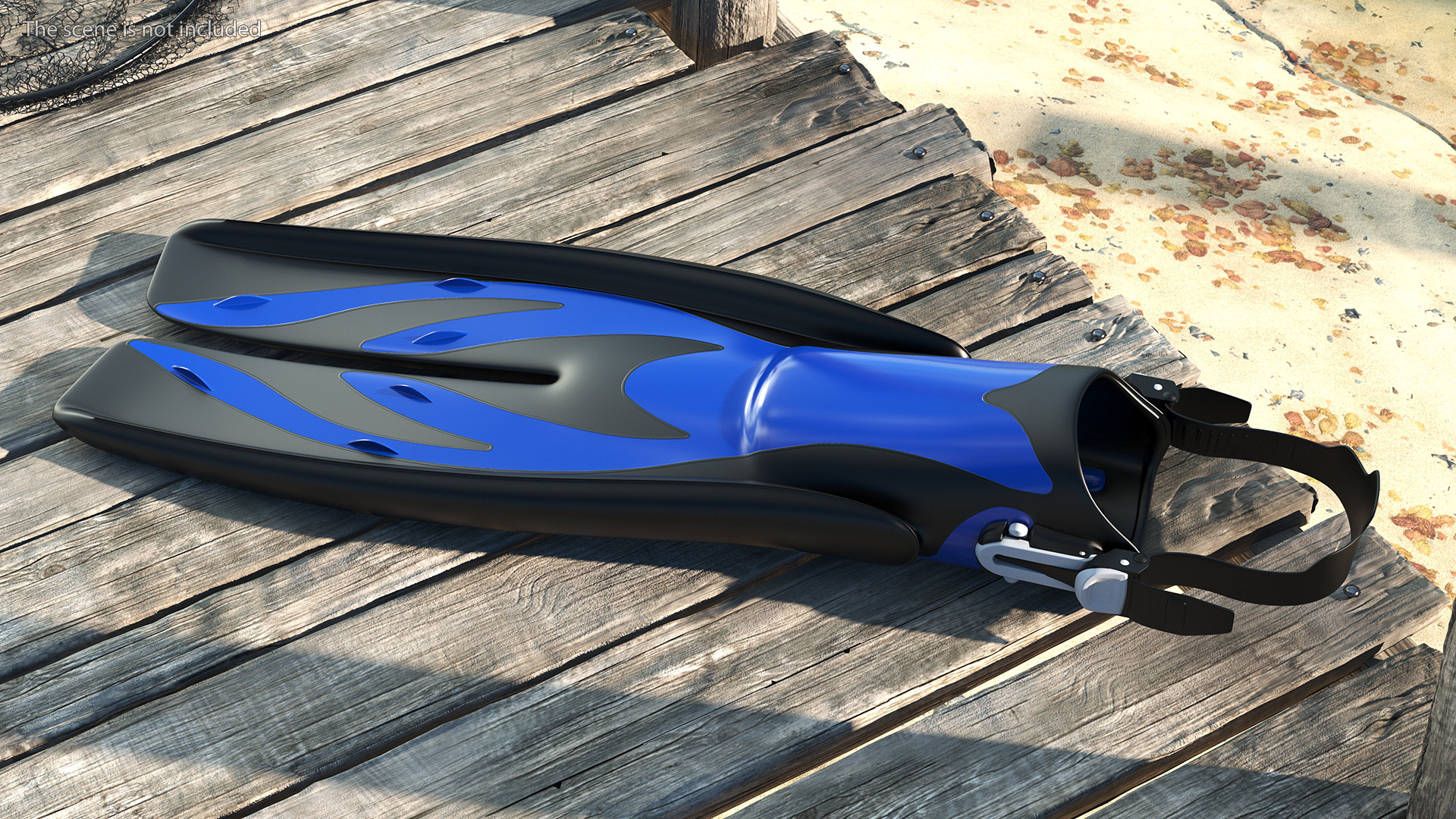 3D Twin Jet Open Heel Split Fin Blue model
