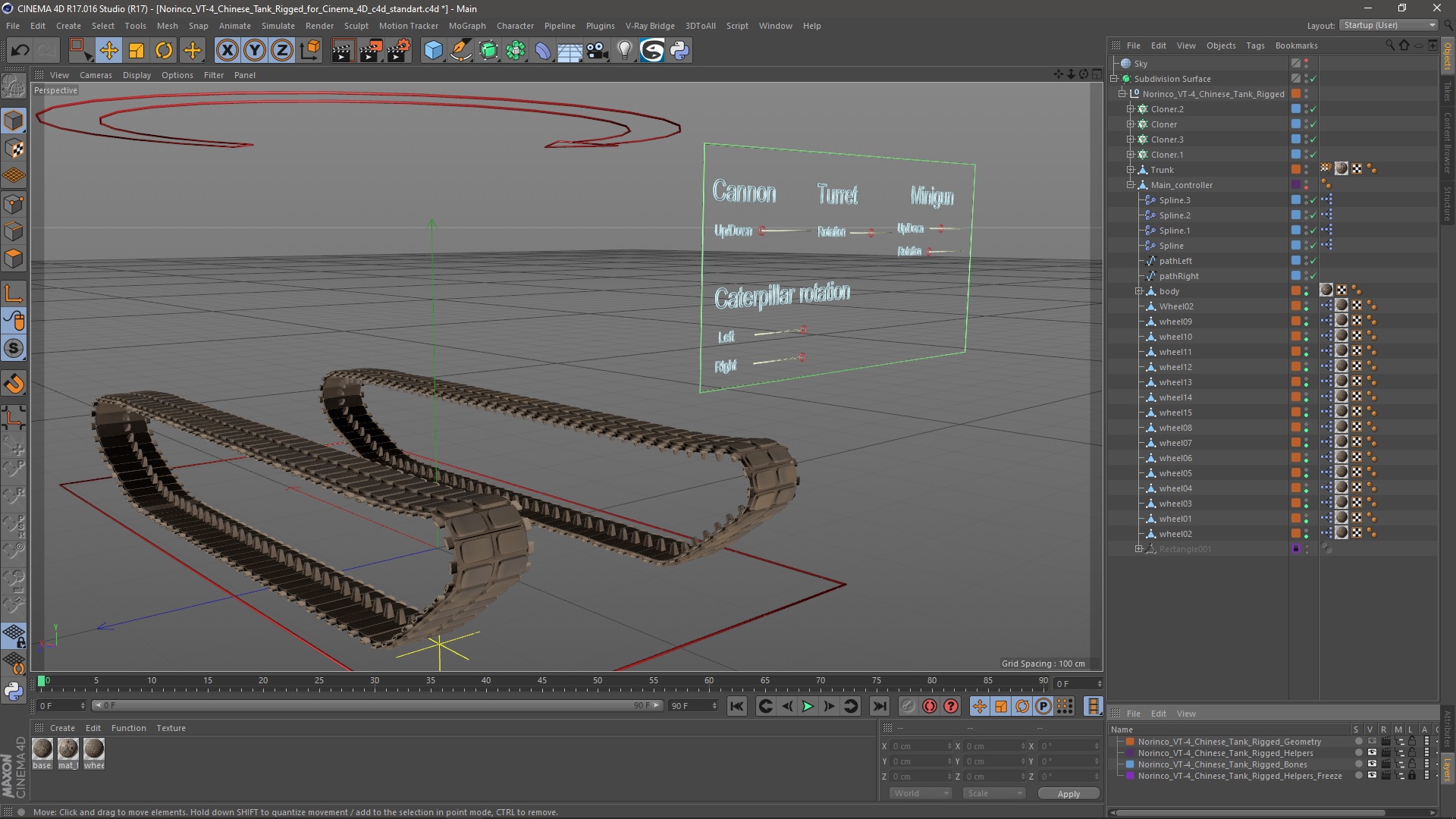 3D Norinco VT-4 Chinese Tank Rigged for Cinema 4D
