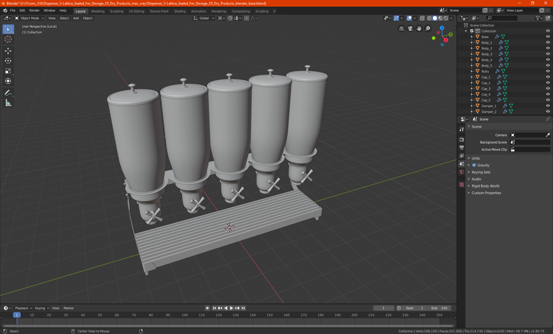 Dispenser 5-Lattice Sealed For Storage Of Dry Products 3D model