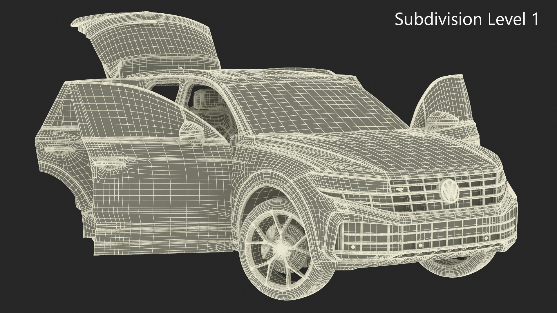 3D model Volkswagen Touareg 2024 Grey Lights On Rigged