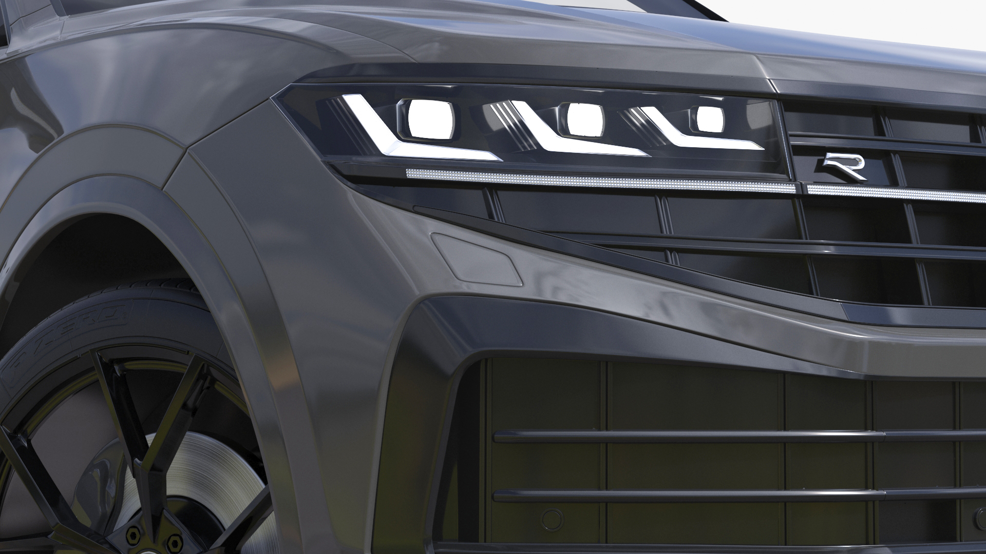 3D model Volkswagen Touareg 2024 Grey Lights On Rigged