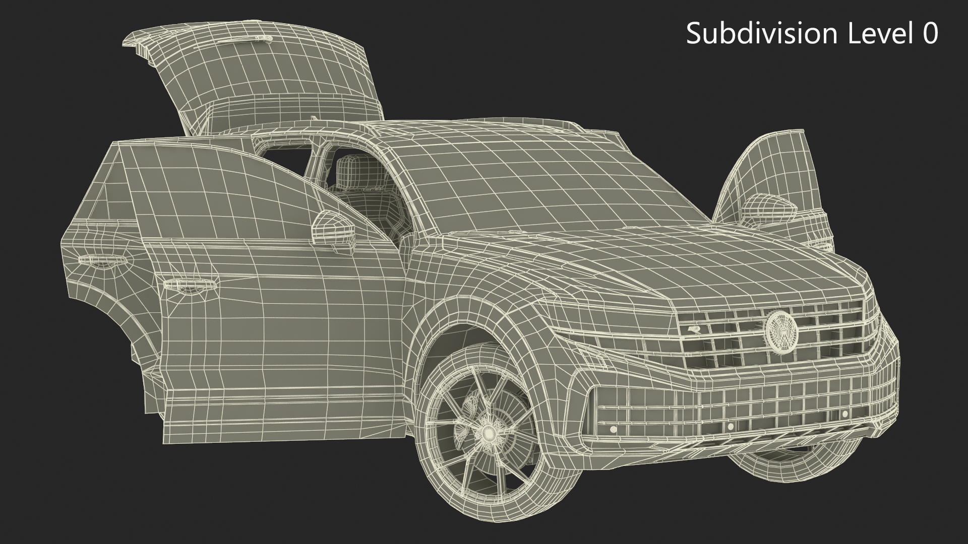 3D model Volkswagen Touareg 2024 Grey Lights On Rigged
