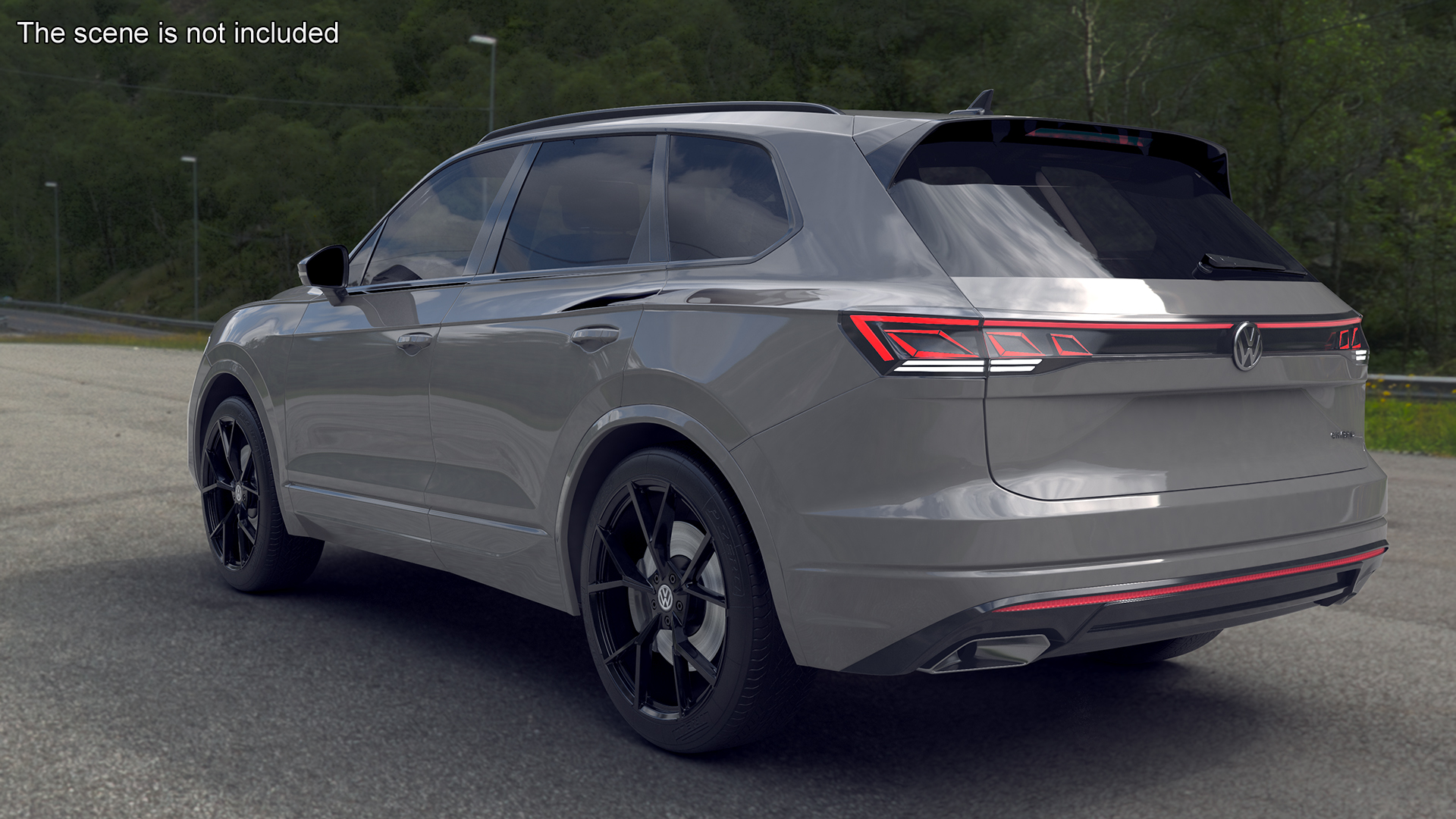 3D model Volkswagen Touareg 2024 Grey Lights On Rigged