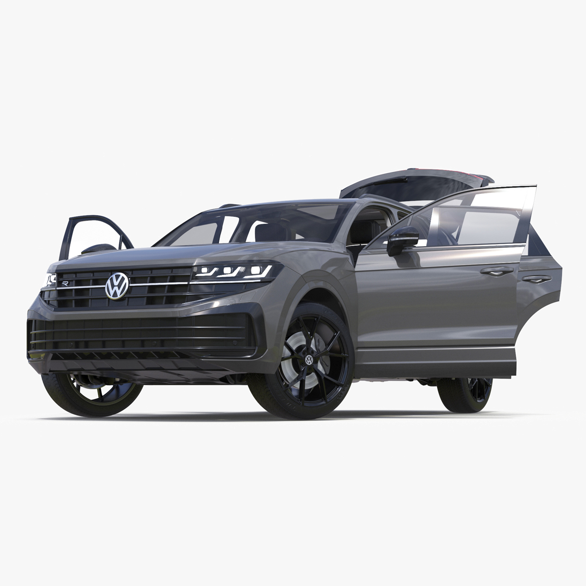 3D model Volkswagen Touareg 2024 Grey Lights On Rigged