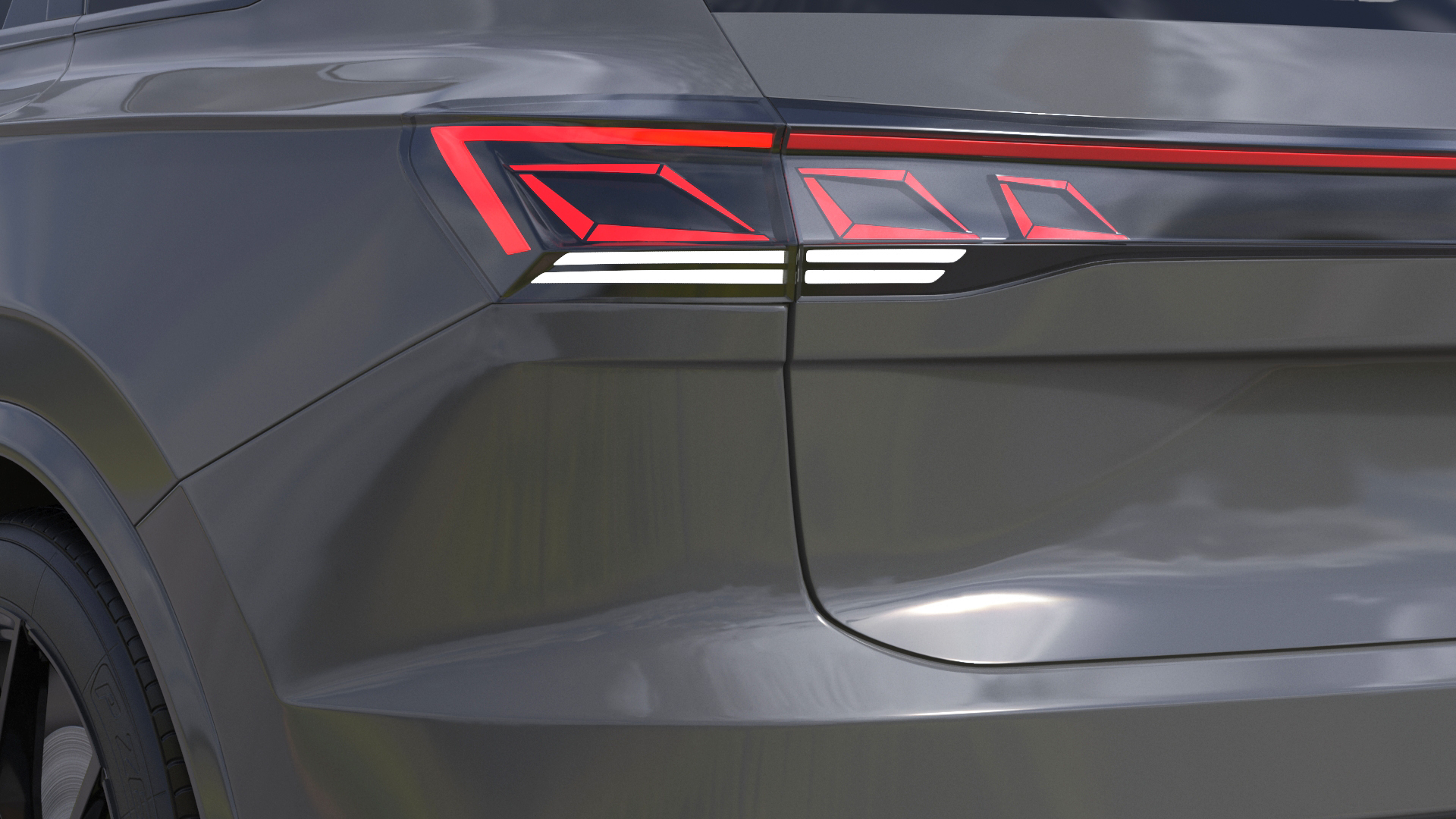 3D model Volkswagen Touareg 2024 Grey Lights On Rigged