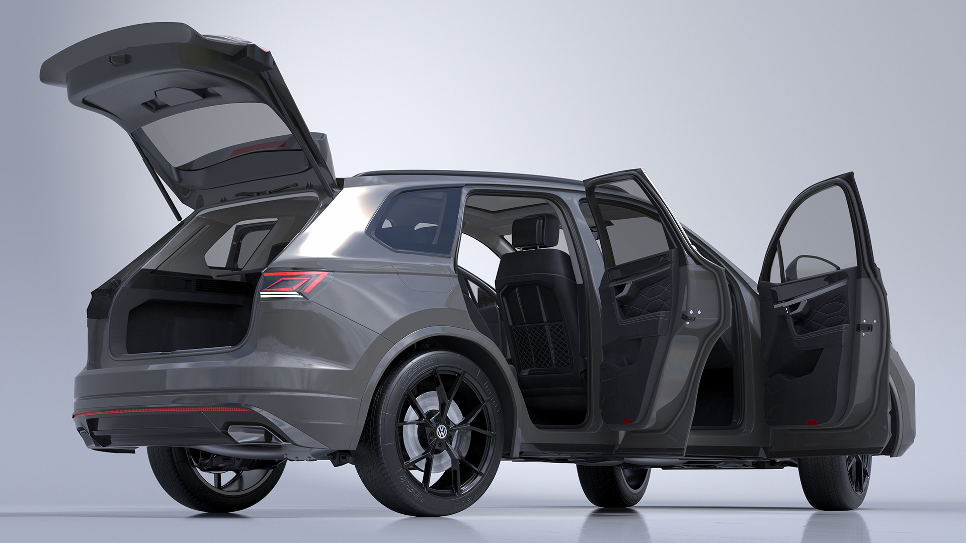 3D model Volkswagen Touareg 2024 Grey Lights On Rigged