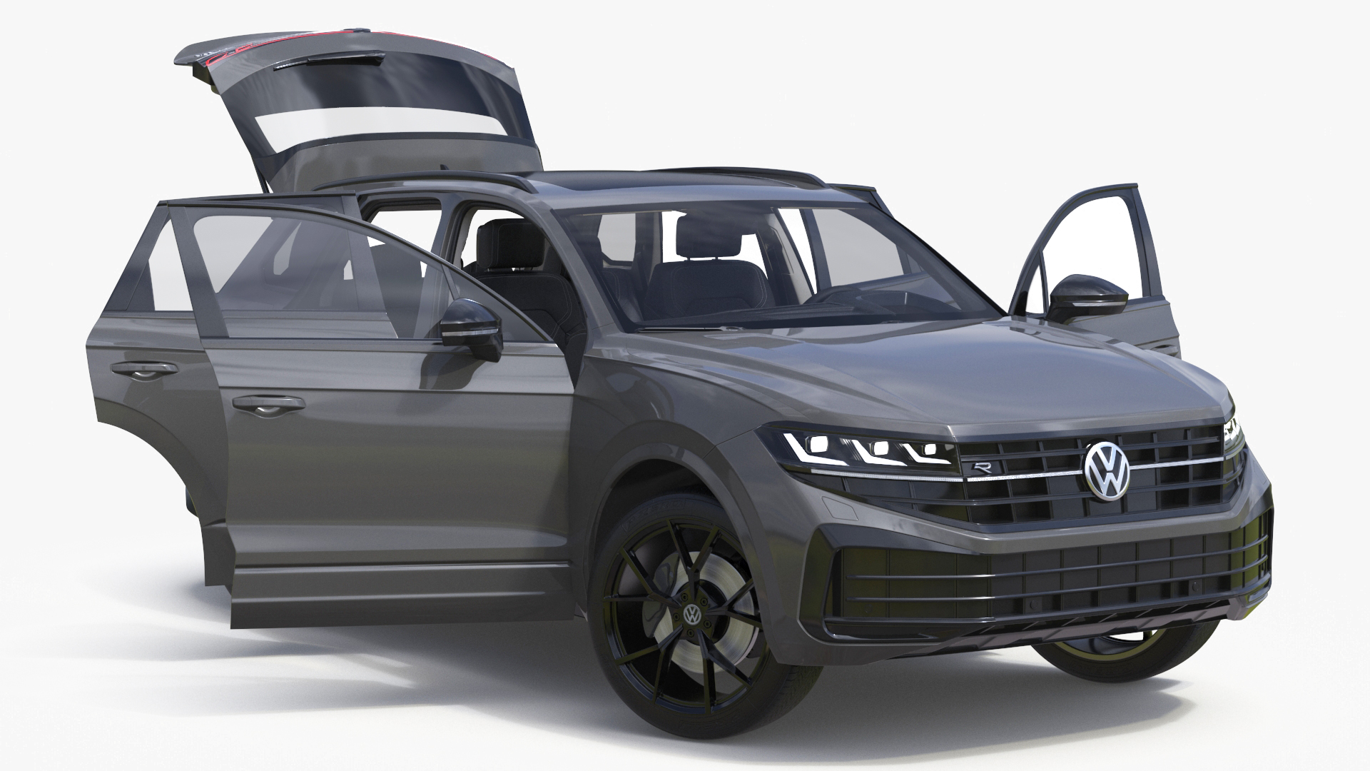 3D model Volkswagen Touareg 2024 Grey Lights On Rigged