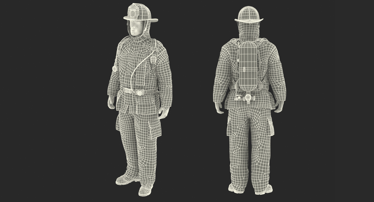 3D US Firefighter Rigged
