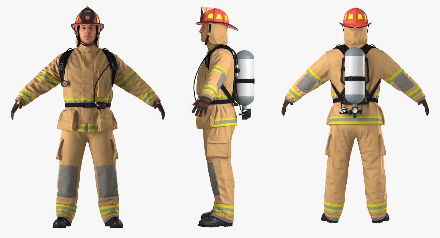 3D US Firefighter Rigged