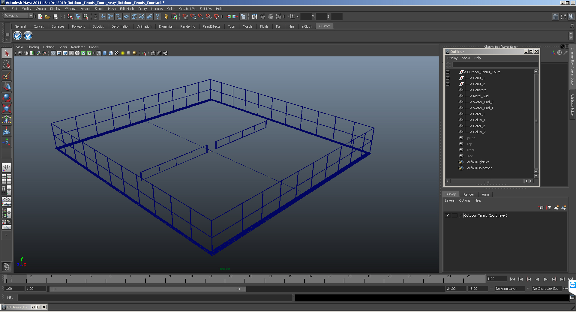 3D model Outdoor Tennis Court