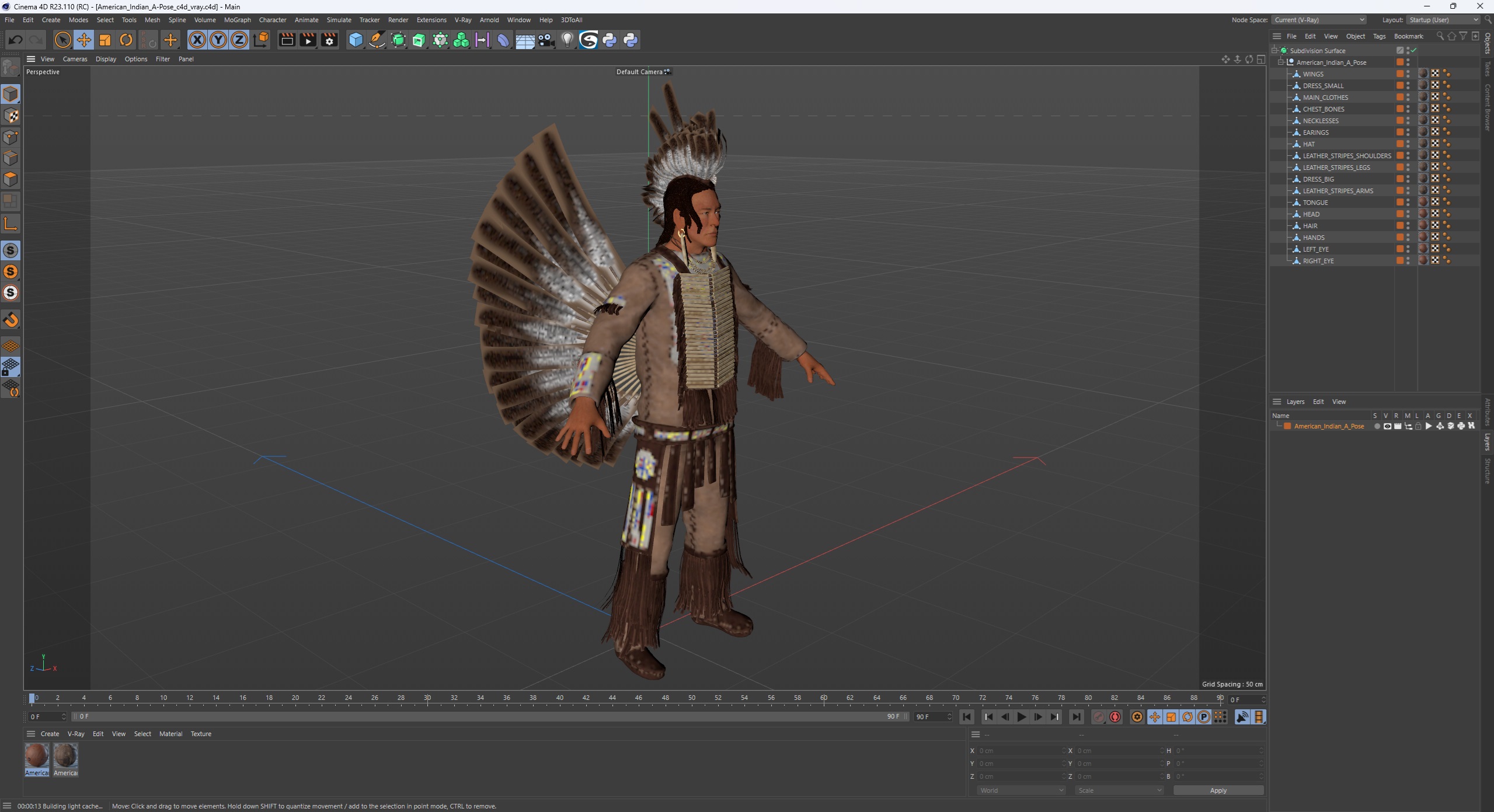American Indian A-Pose 3D