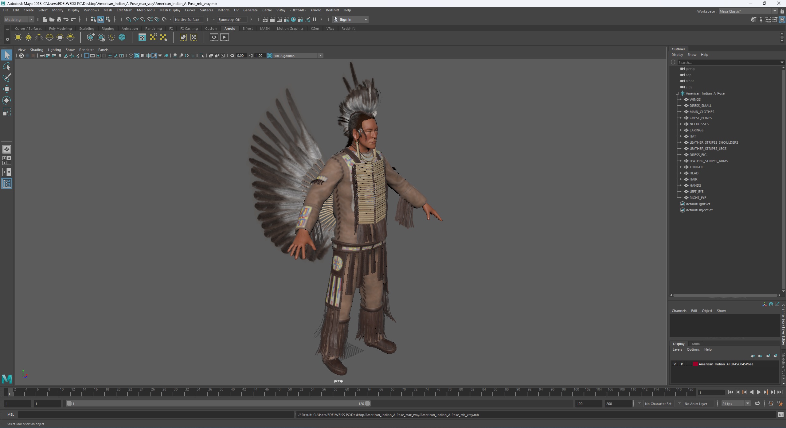 American Indian A-Pose 3D