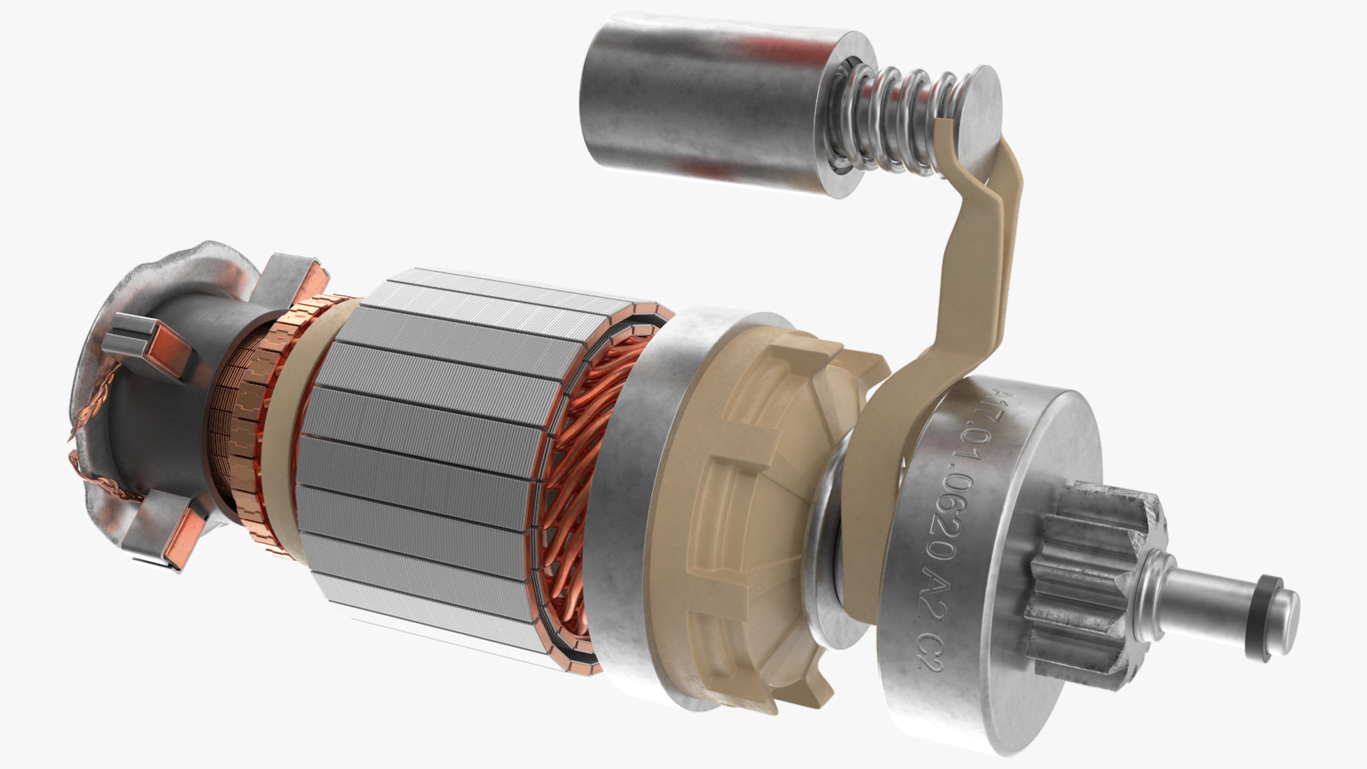 Automotive Starter Motor with Solenoid, view 6
