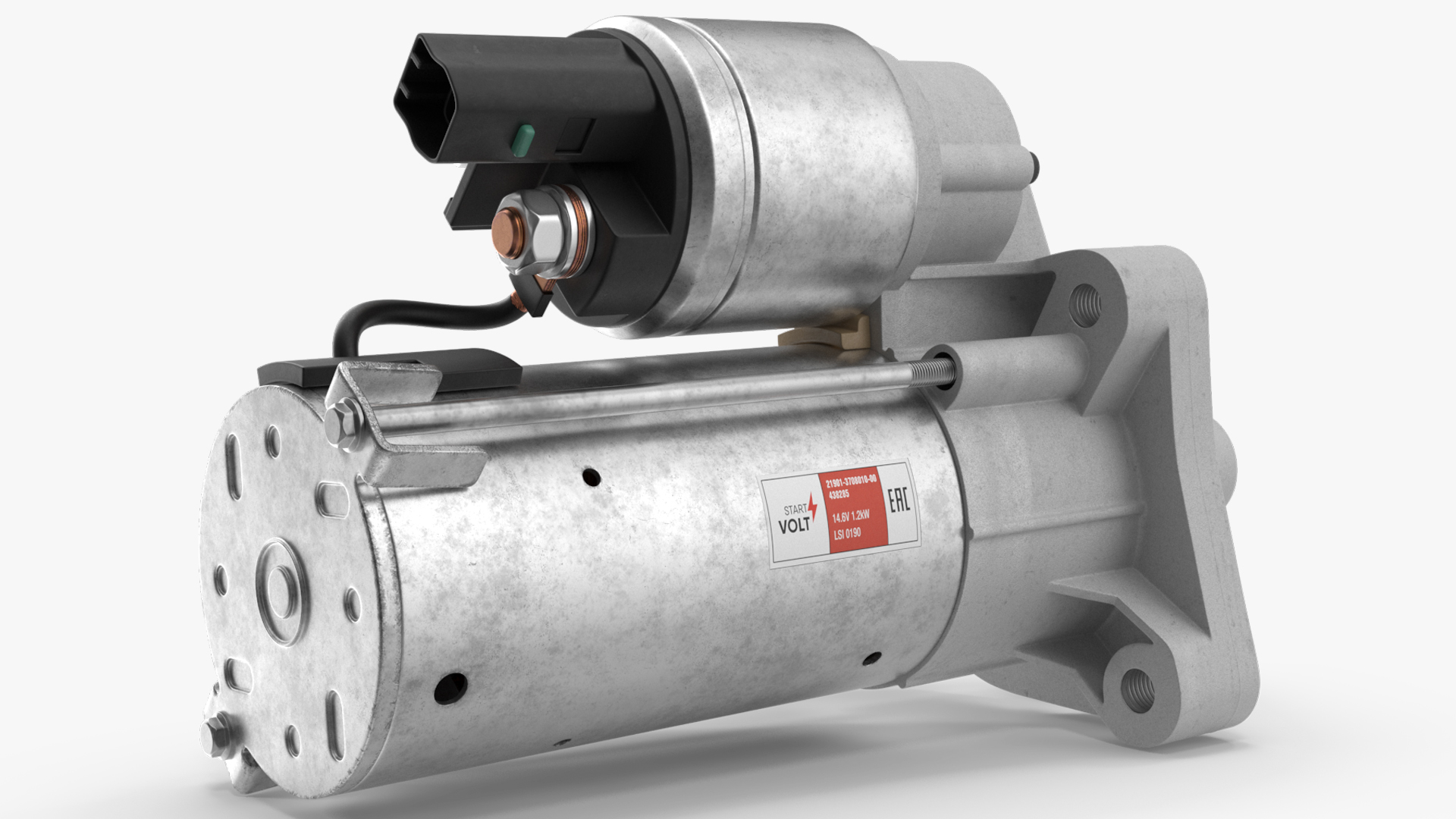 Automotive Starter Motor with Solenoid, view 2